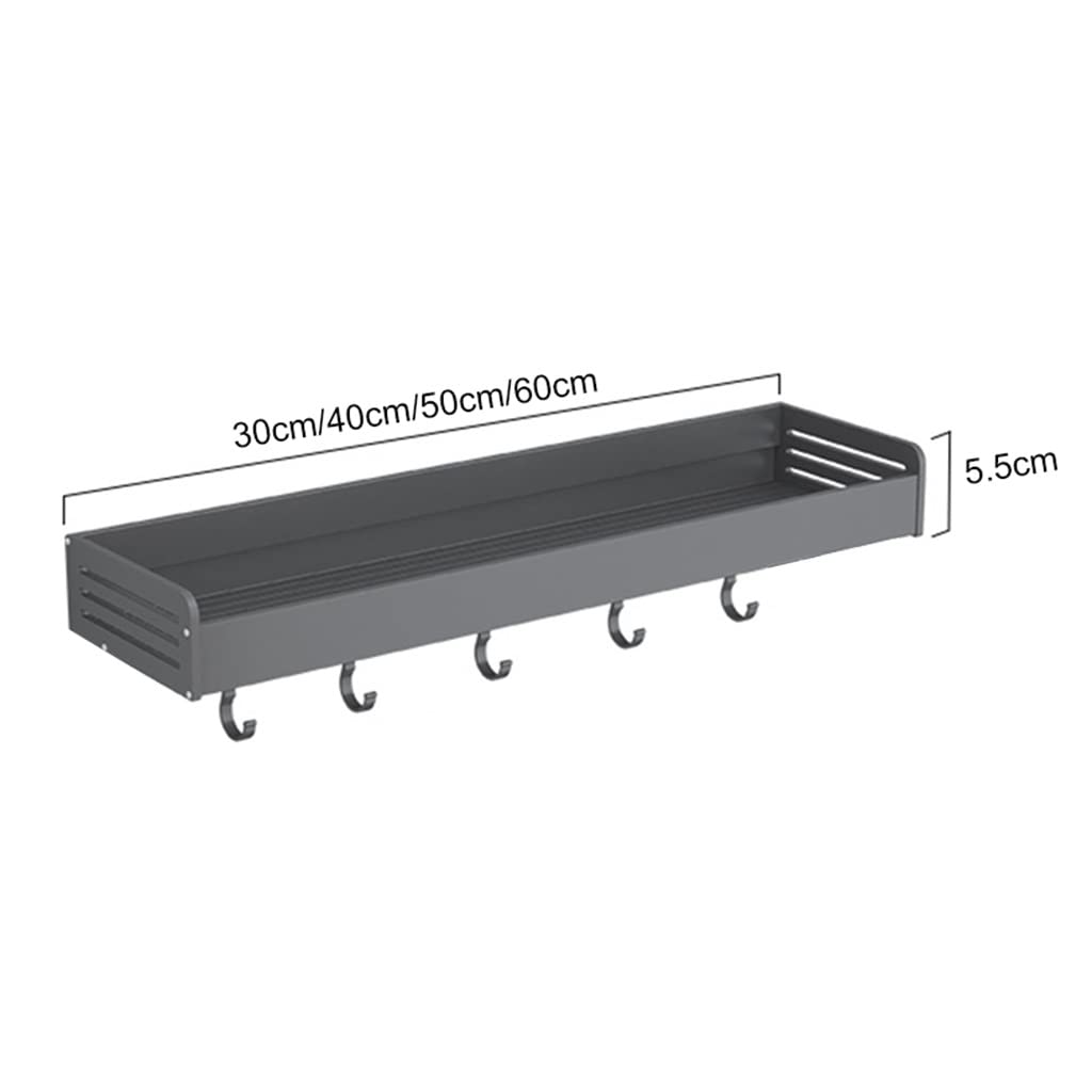 Rustproof Aluminum Alloy Shower Caddy with Hooks - 50cm Bathroom Shelf Organizer for Shampoo, Conditioner & Toiletries | Space-Saving Storage for Showers, Bathrooms & Dorm Rooms (Gray)