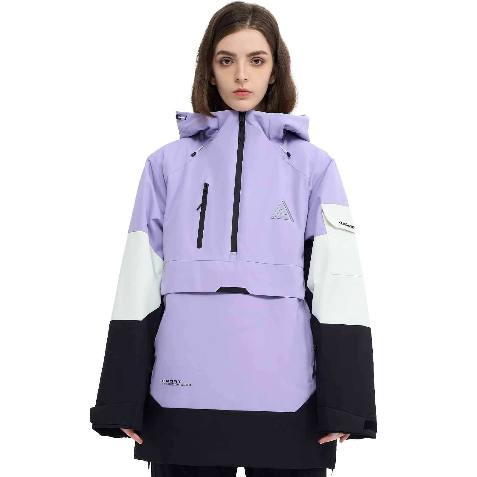 Waterproof Insulated Ski Jacket for Men & Women - Warm Snowboard Anorak Coat with Hood, Baggy Pullover Design for Winter Sports & Outdoor Activities
