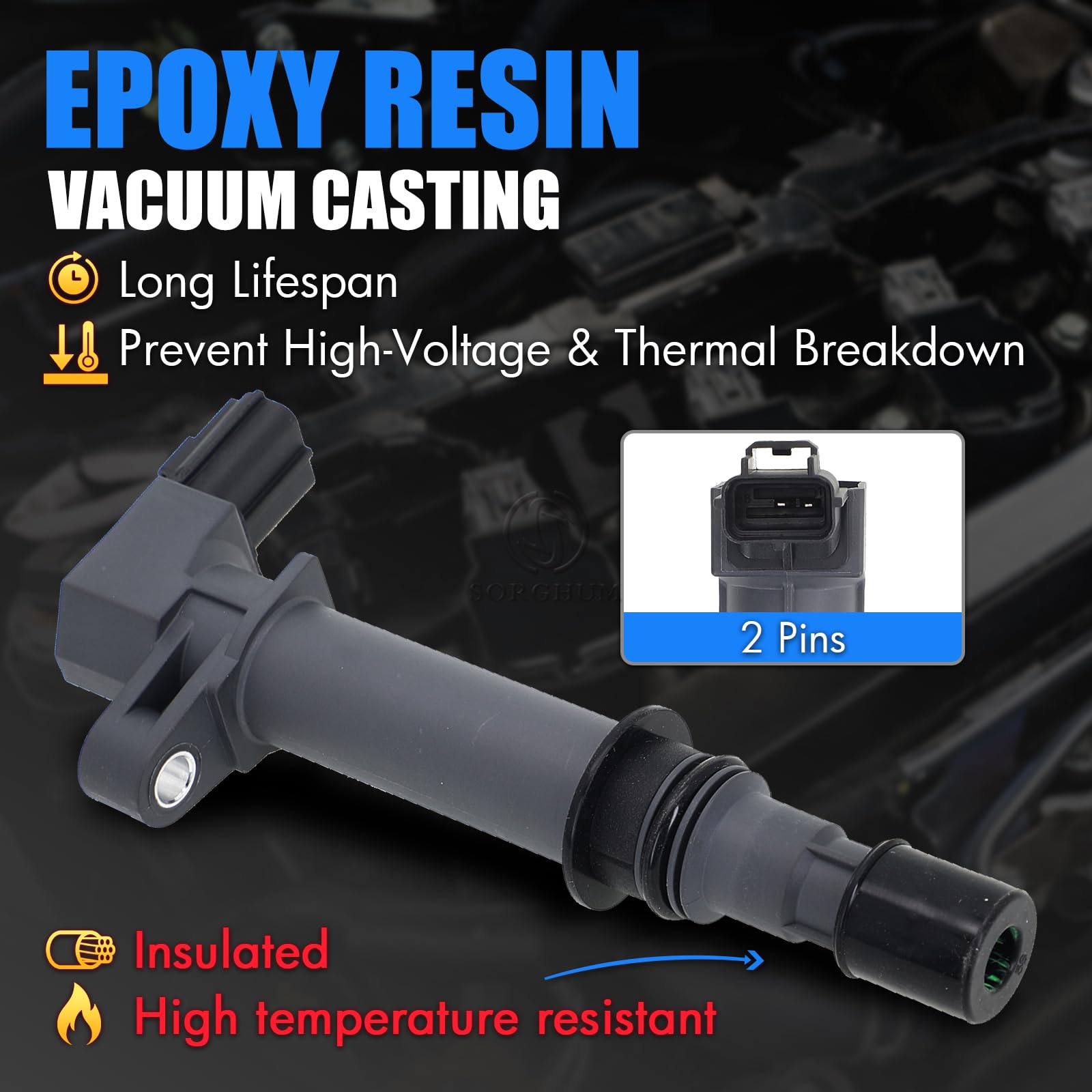 High-Performance Sorghum Ignition Coil Pack & Spark Plugs Set of 6 - Compatible with Mitsubishi Dodge Dakota Durango Nitro Ram 1500 Jeep Grand Cherokee Liberty Chrysler Aspen - Replaces UF270 5C1114 C1231 E593C IC243 - Perfect for Engine Tune-Ups & Performance Upgrades