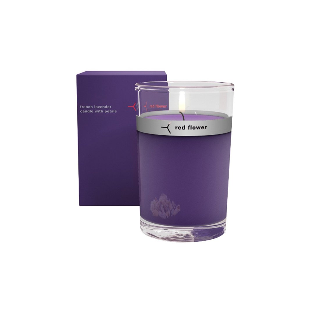 French Lavender Scented Soy Wax Candle with Petal Topping - Relaxing Aromatherapy for Home, Spa & Meditation