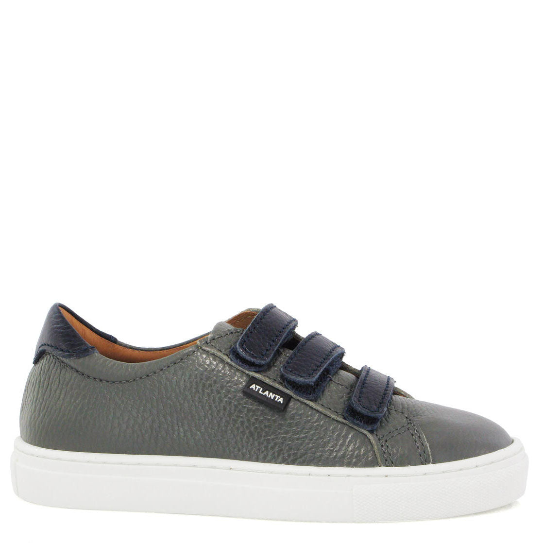 **Atlanta Moccasin Gray & Navy Pebbled Velcro Sneakers – Comfortable Slip-On Shoes for Men & Women – Perfect for Casual Wear, Walking & Travel**