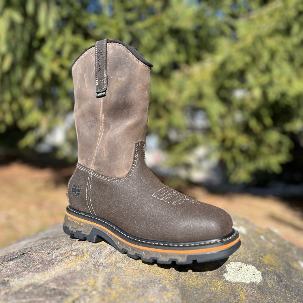 Timberland PRO® True Grit Men's Waterproof Composite Toe Pull-On Work Boots - Slip Resistant Safety Shoes for Construction & Outdoor Work (Brown, Model TB0A5U6Y214)