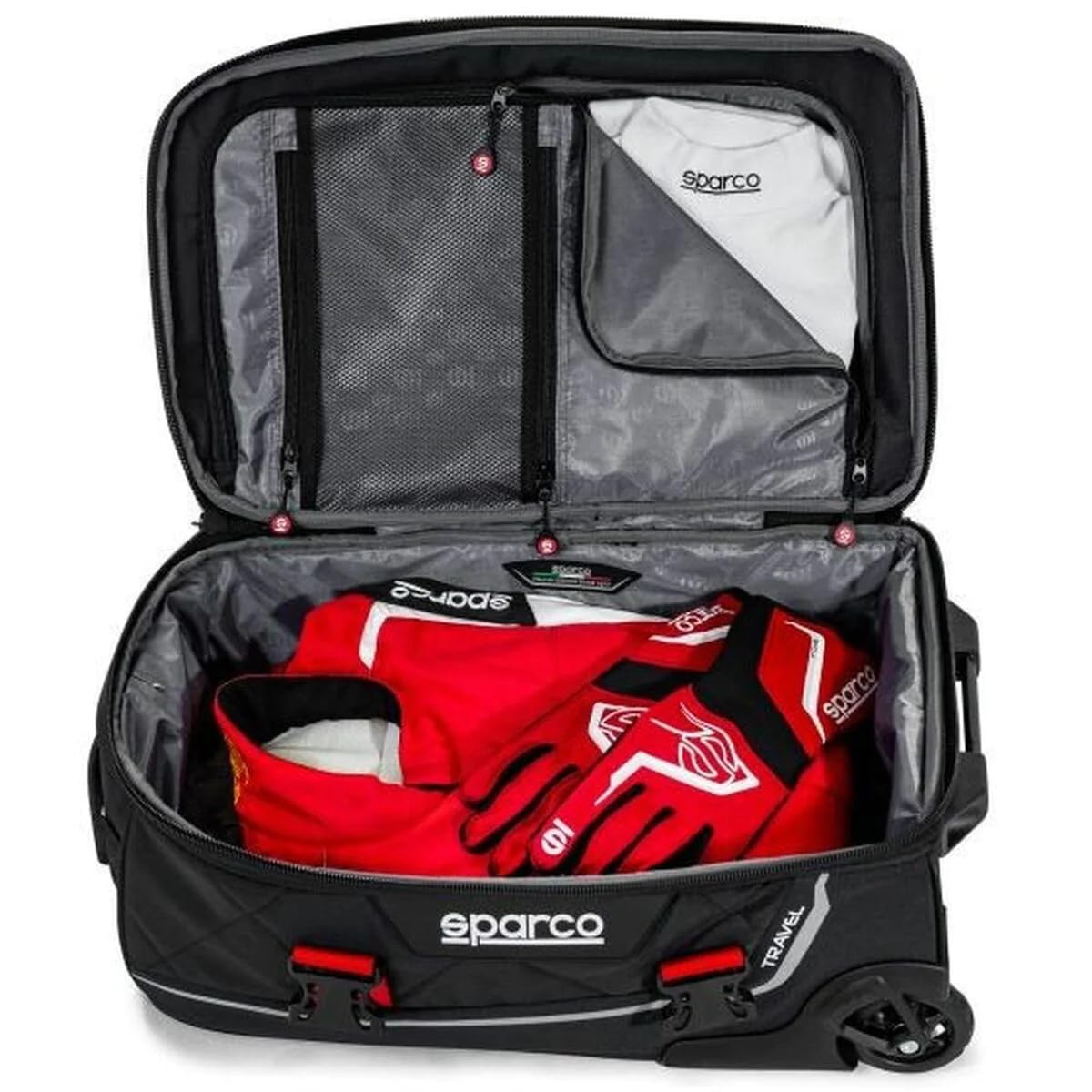 Sparco Premium Travel Bag for Men & Women - Durable Black & Red Carry-On Luggage - Perfect for Business Trips, Gym, Weekend Getaways & Air Travel
