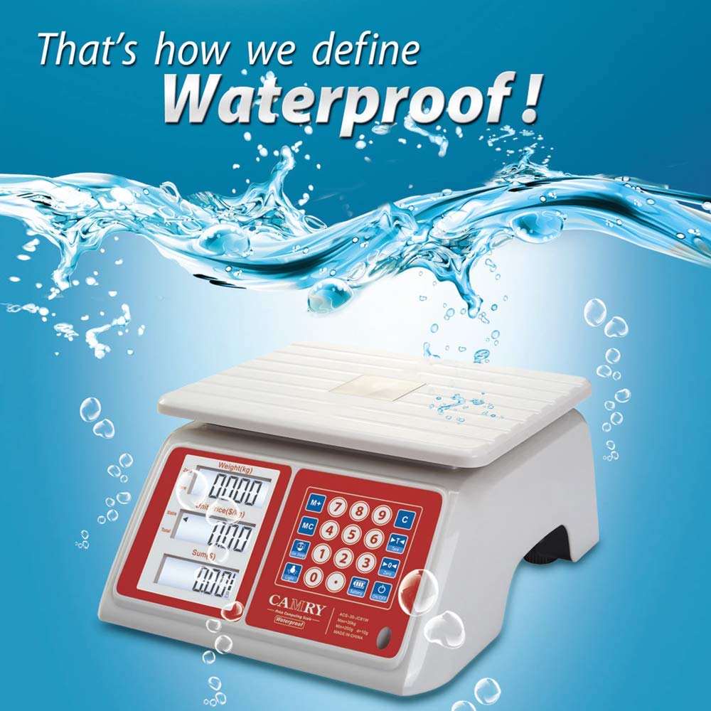 **30kg/66lb Digital Commercial Food Scale - Waterproof Electronic Price Computing Scale with Rechargeable Battery for Meat, Grocery & Kitchen Use**