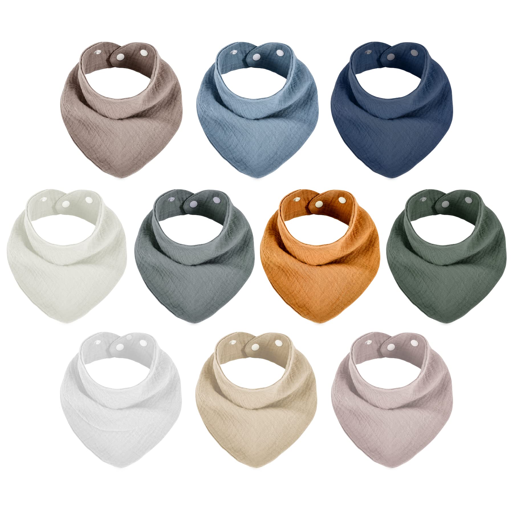 10 Pack Soft & Absorbent Muslin Baby Bibs - Organic Cotton Drool Bandanas for Boys & Girls | Perfect for Teething, Feeding & Everyday Use