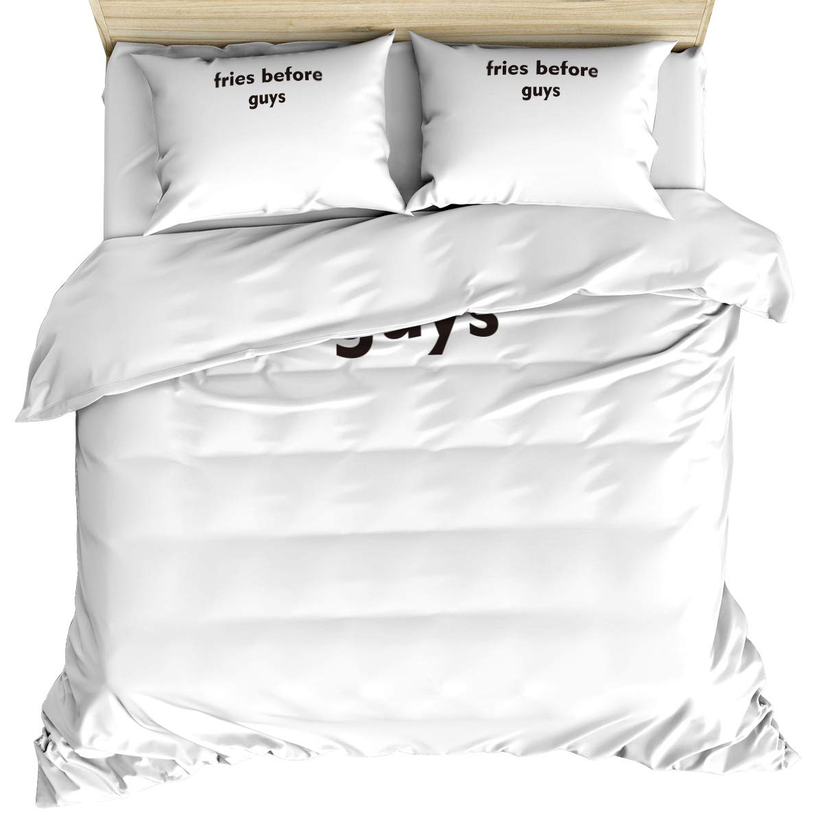 3-Piece Fries Before Guys Duvet Cover Set - Queen Size Reversible Microfiber Bedding with 2 Pillowcases for All Seasons | Perfect for Teen Girls' Rooms, Dorm Decor & Fun Themed Bedrooms