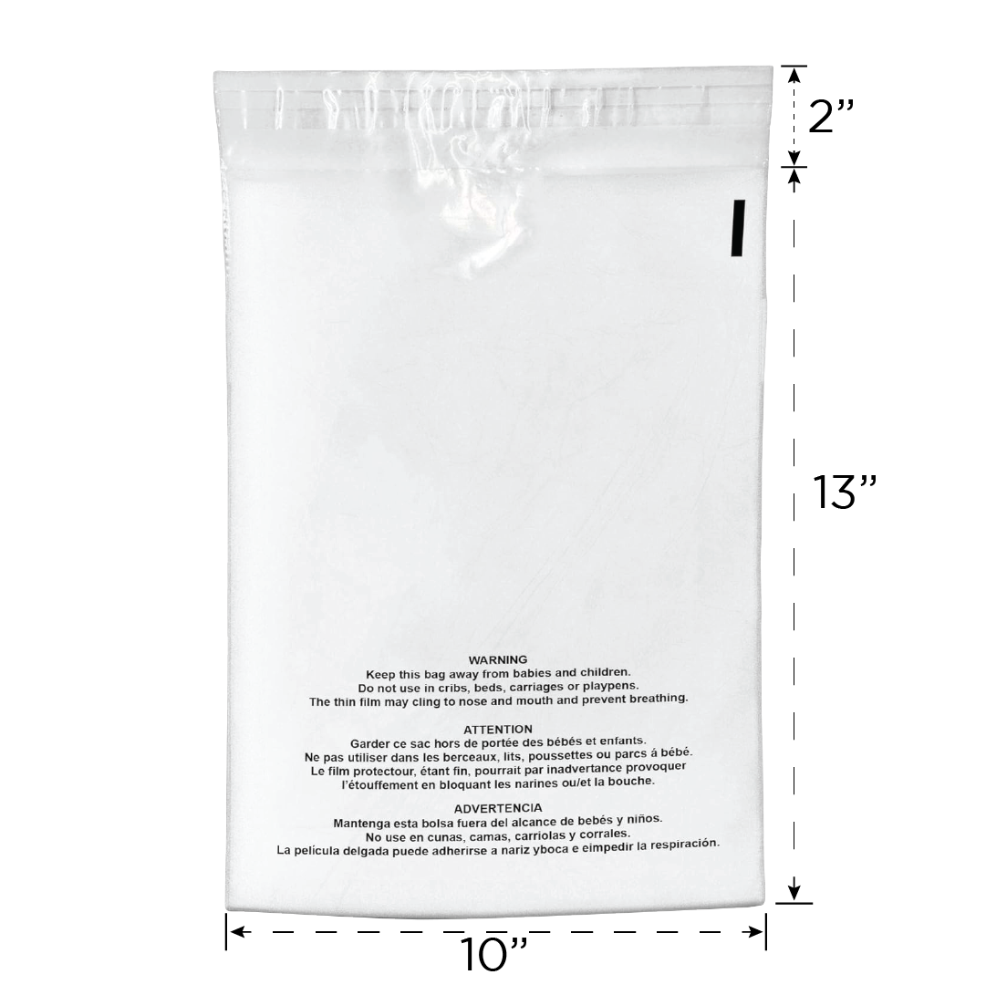 10 x 13 Inch Clear Suffocation Warning Permanent Self Seal Poly Bags 1.5 Mil Thick | Heavy Duty Resealable Plastic Bags for Packaging, Storage & Shipping | Perfect for Mailing, Crafts, Food Storage & Retail Use