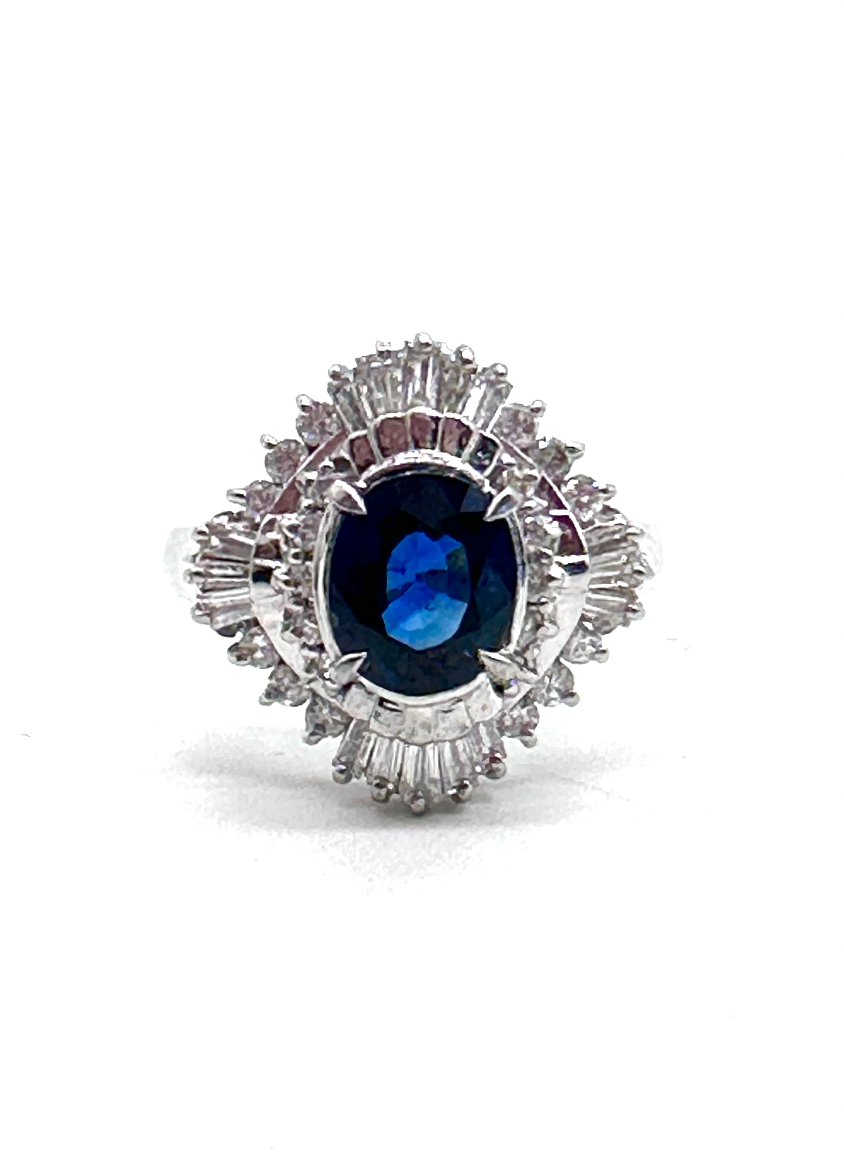 Exquisite 14K White Gold Sapphire and Diamond Engagement Ring for Women | Elegant Wedding, Anniversary & Gift Jewelry | Perfect for Proposals, Bridal & Special Occasions