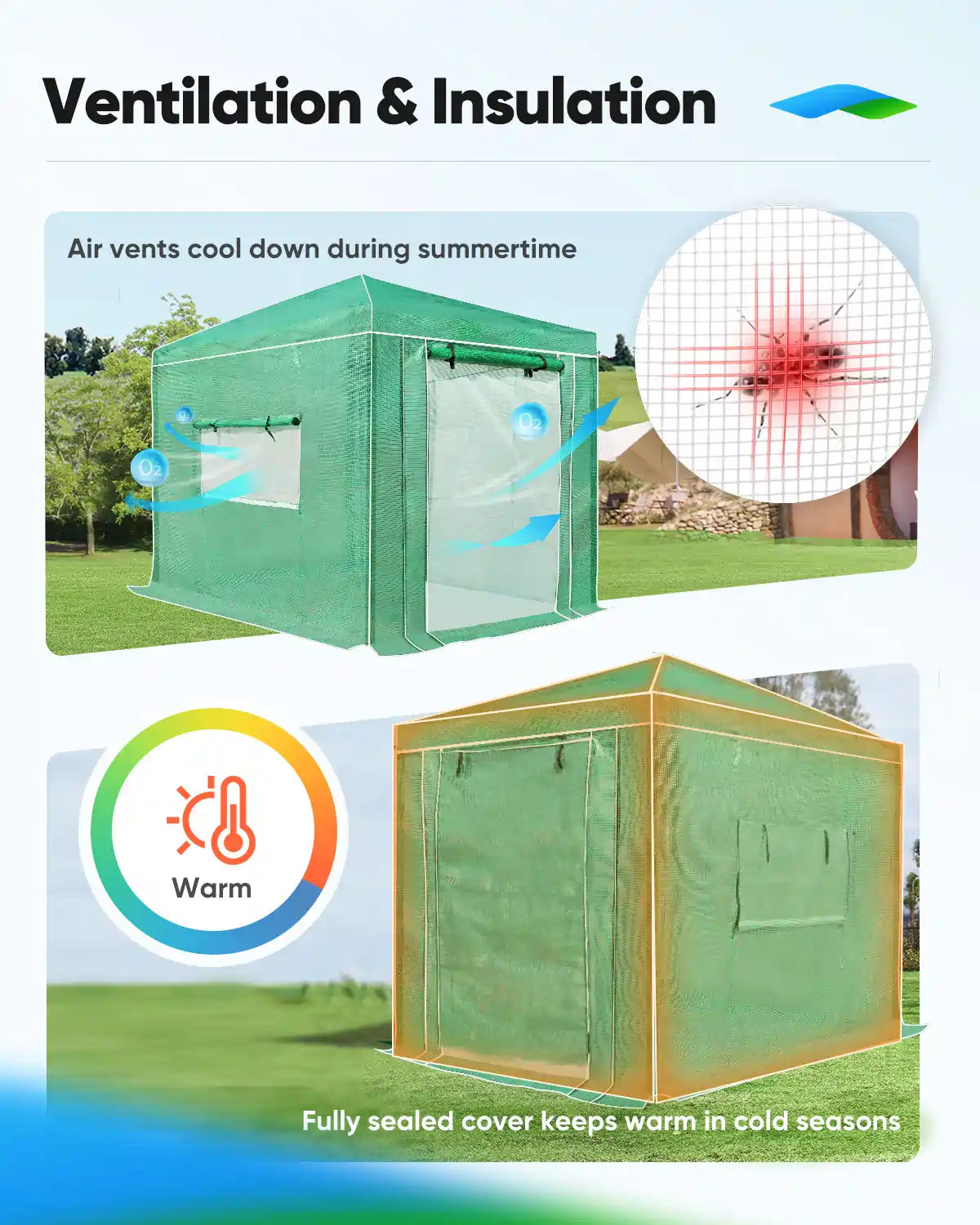 Pop Up Portable Walk in Greenhouse - Easy Setup Indoor Outdoor Garden Greenhouse for Plants, Flowers & Vegetables - Perfect for Patio, Backyard & Balcony Gardening