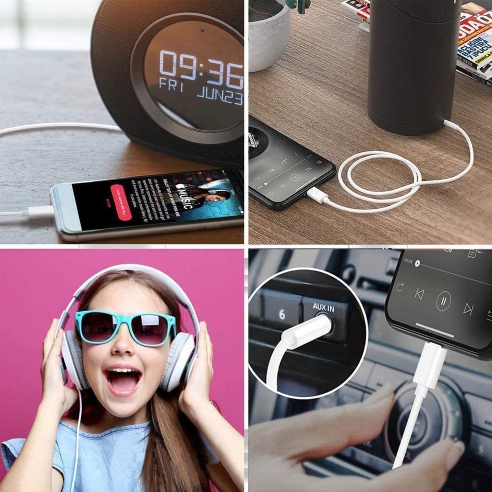 MFi Certified USB C to 3.5mm Aux Audio Cable for iPhone 15/14/13/12 - 3.3ft Male to Male Headphone Jack Adapter - Ivory White - Perfect for Car, Home Stereo & Gaming Headsets