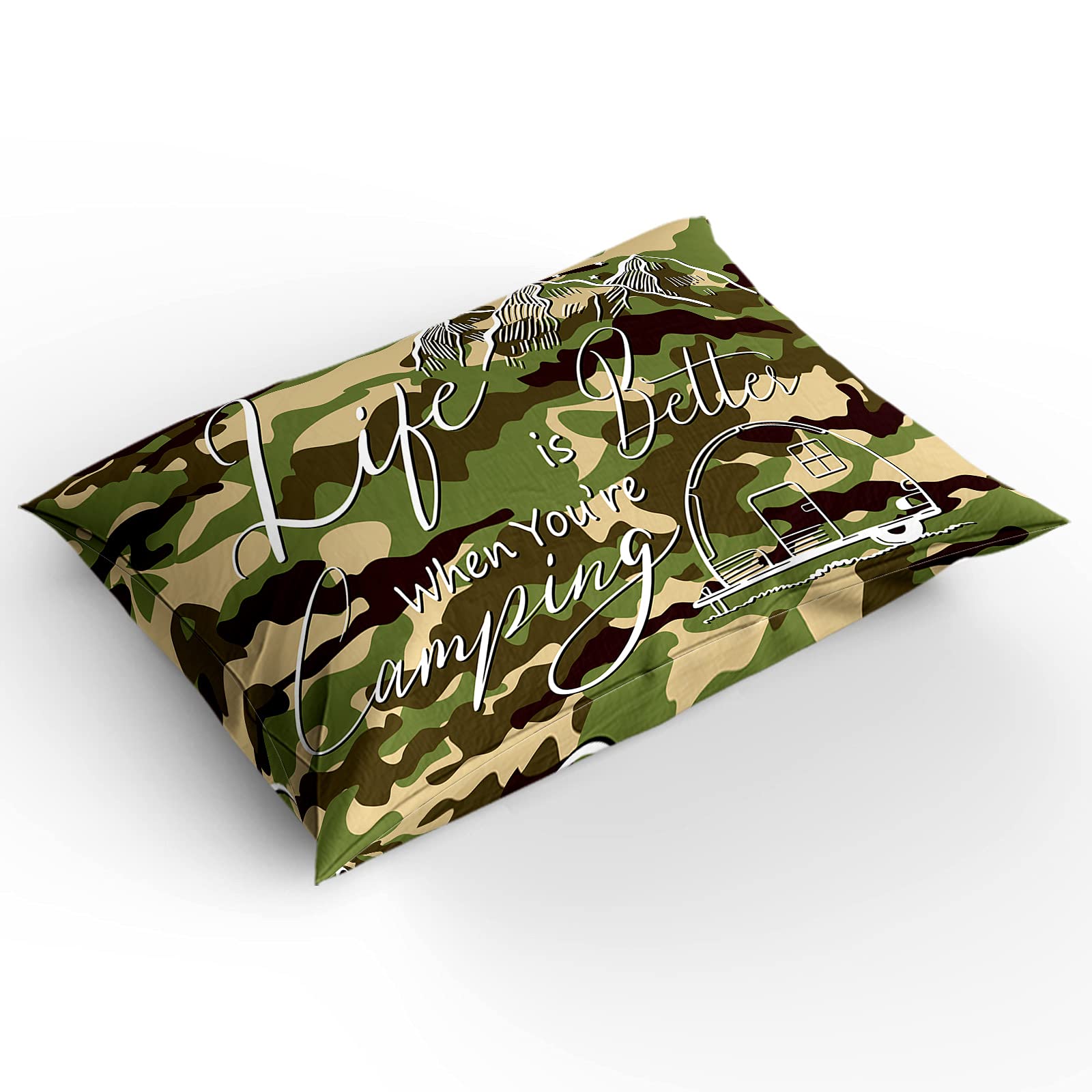 4 Piece Twin Size Quilted Comforter Set - Camouflage Green Bedding for Kids Boys & Girls - Includes Comforter Cover, Top Sheet & Pillowcases - Perfect for Bedroom, Guest Room, Hotel & Camping Adventures
