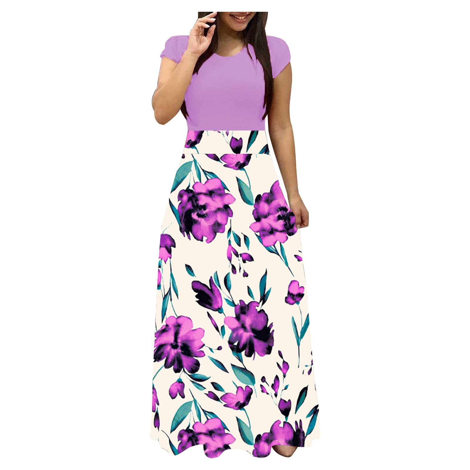 Floral Long Dress for Women - Elegant Vintage Summer & Fall Cocktail Dress - Wedding Guest & Party Dress - Perfect for Garden Parties, Bridal Showers & Formal Events