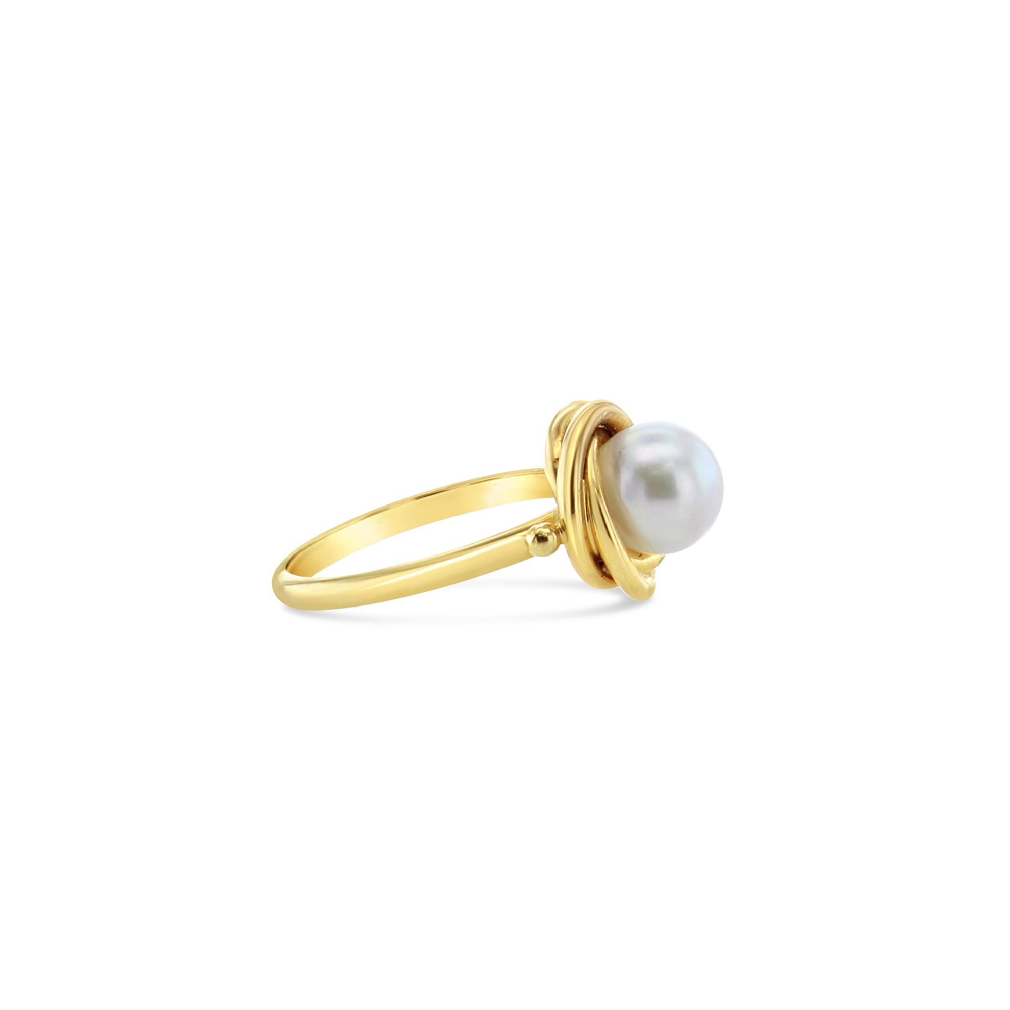 Solitaire Pearl Ring with Rope Design 14k Yellow Gold - Elegant Pearl Jewelry for Women, Perfect for Weddings, Anniversaries & Special Occasions