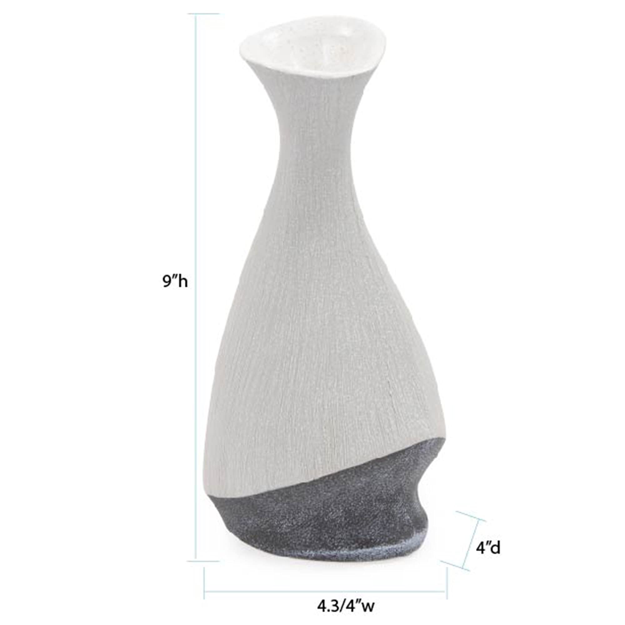 Howard Elliot Balance Small Two-Toned Gray and White Ceramic Vase - Modern Rustic Home Decor, Wedding Centerpiece, Bookshelf & Tabletop Decoration, Housewarming Gift (4.75 x 4 x 9 Inches) - Perfect for Farmhouse, Boho & Minimalist Interior Design Styles