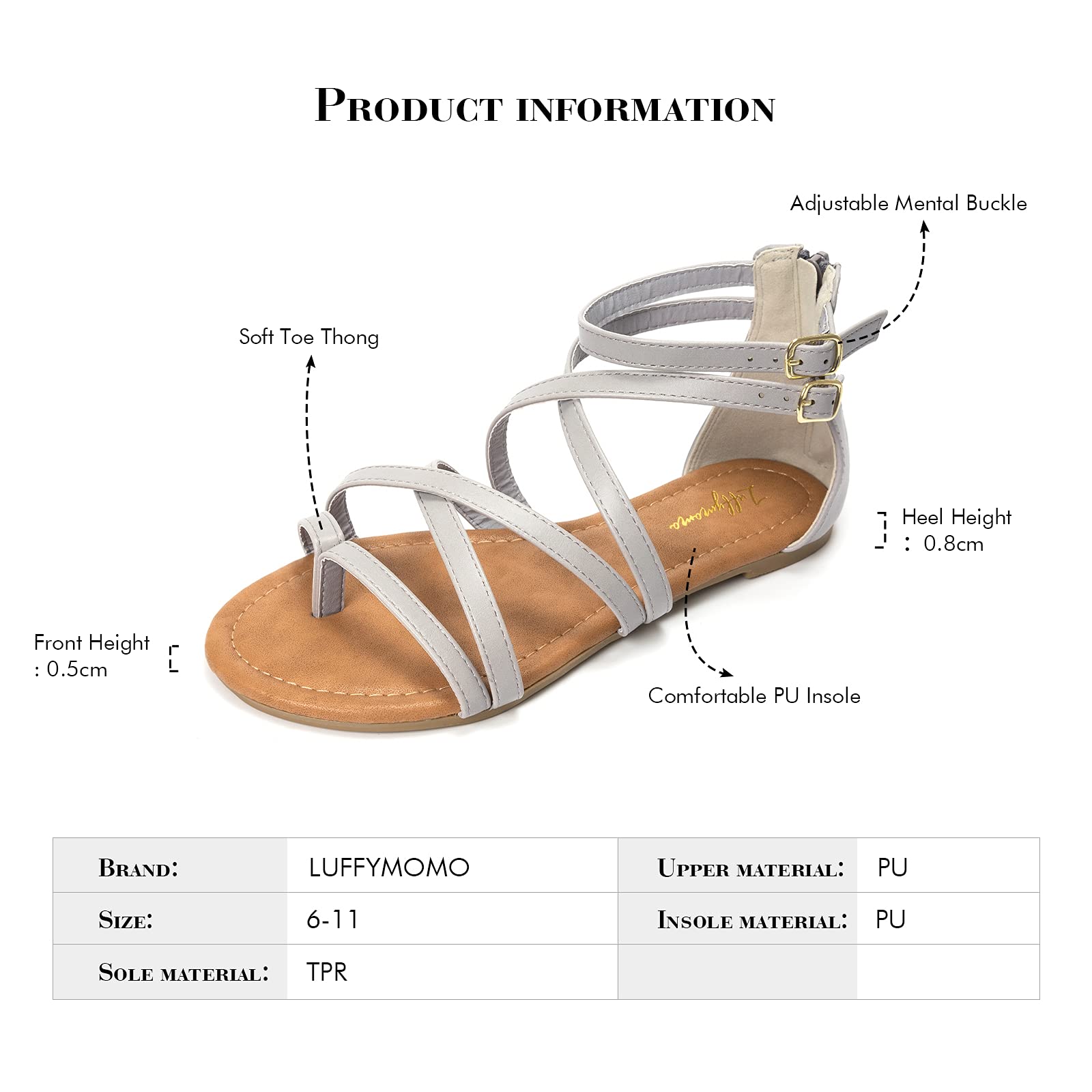 Luffymomo Women's Gladiator Sandals - Flat Fisherman Thong Cross Strappy Summer Sandals for Beach, Vacation & Casual Outfits
