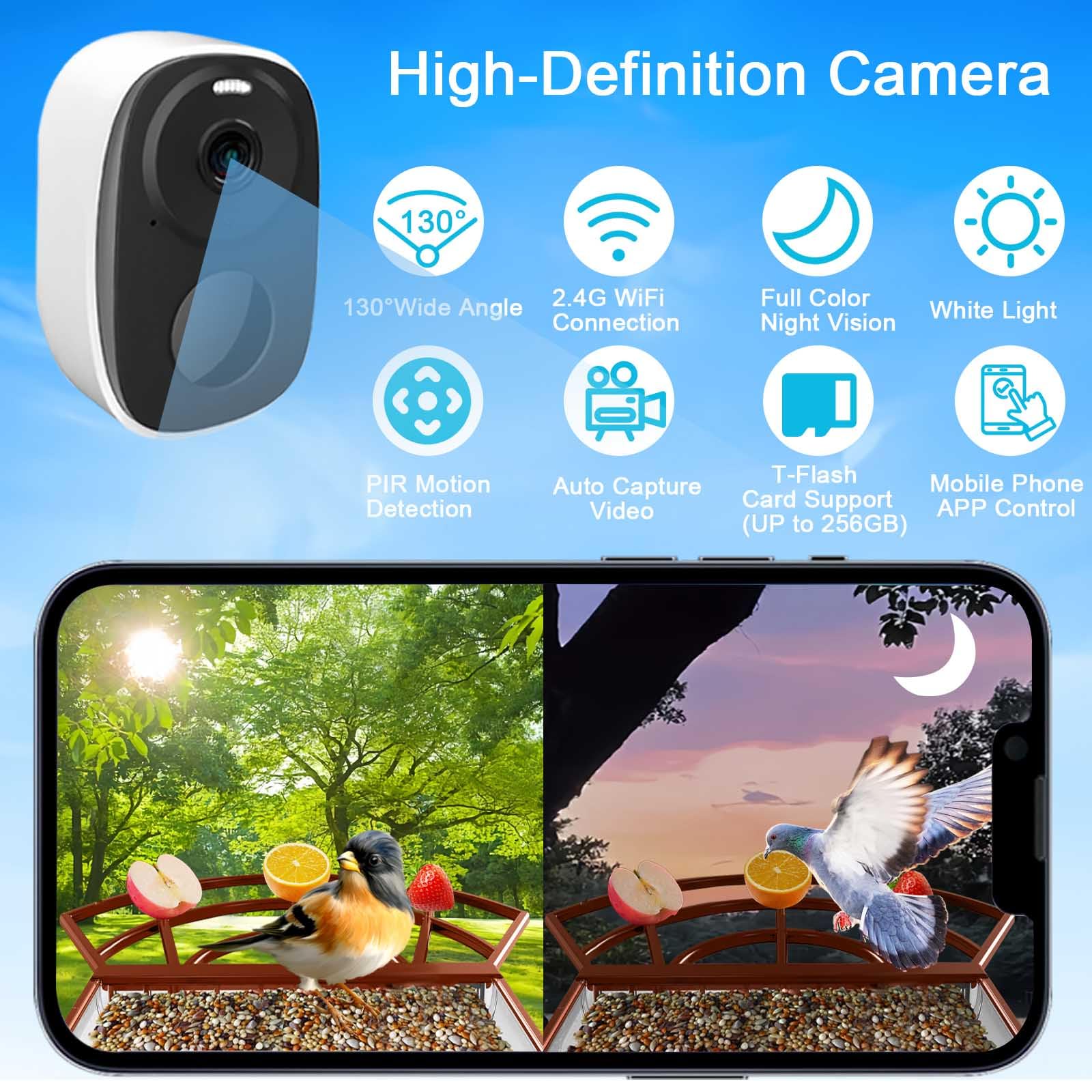 Smart Bird Feeder with Camera - Solar Powered Wildlife Camera with Motion Detection & AI Bird Identification - Perfect for Backyard Bird Watching, Nature Monitoring & Outdoor Home Security