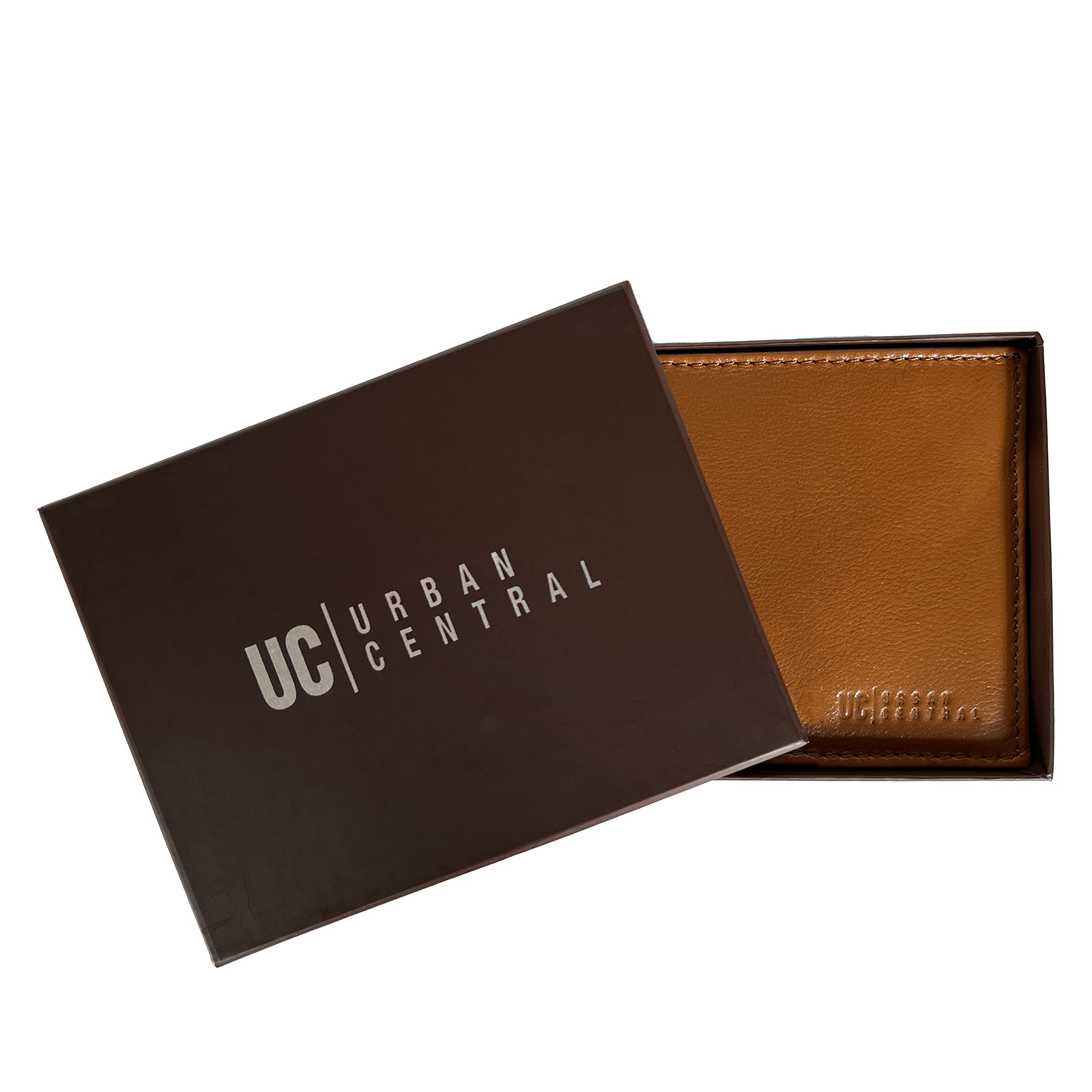 Premium Men's Bifold Leather Wallet with RFID Blocking - Flip-Up ID Window & Extra Capacity - Genuine Top Grain Leather (Rustic Amber) - Ideal for Everyday Carry, Travel & Business Use