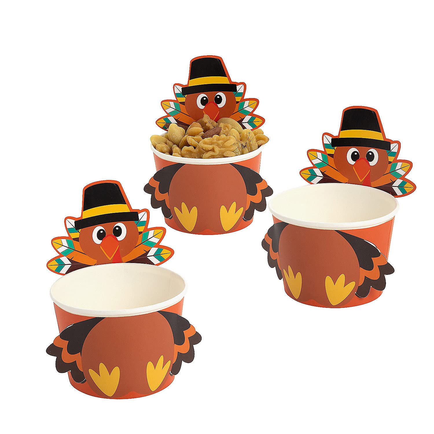 Turkey-Shaped Snack Cups - 12 Pack Disposable Party Supplies for Thanksgiving, Christmas & Holiday Gatherings - Perfect for Appetizers, Nuts & Candy Serving