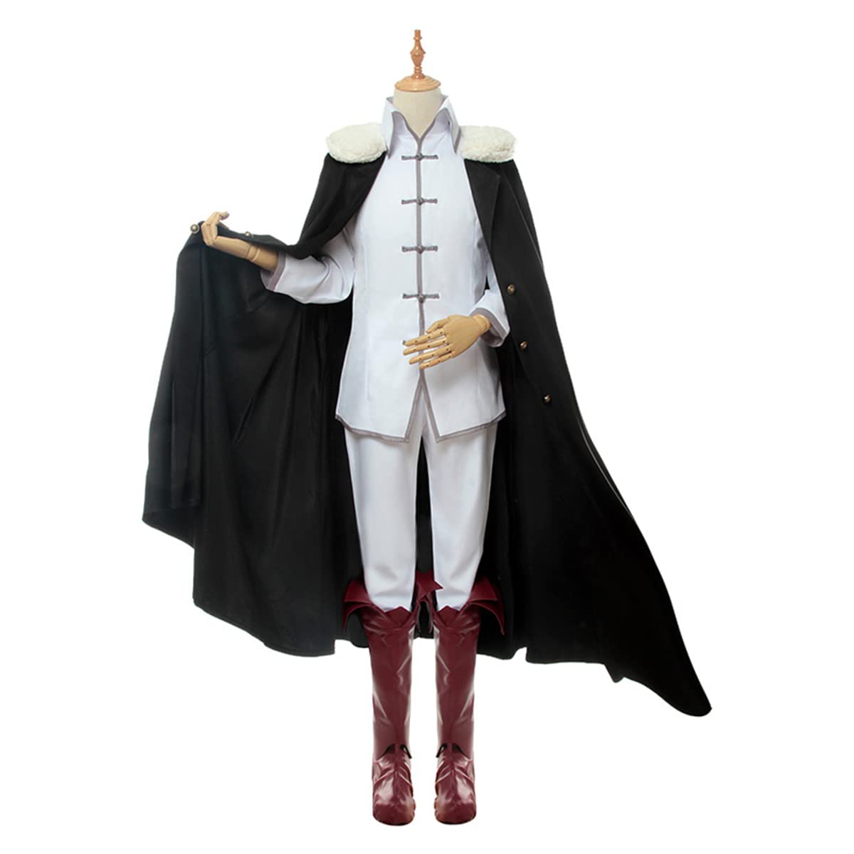 Bungou Stray Dogs Fyodor D Cosplay Costume - White Uniform Suit with Cloak for Men | Anime Convention Outfit, Halloween Costume & Cosplay Event Dress Up