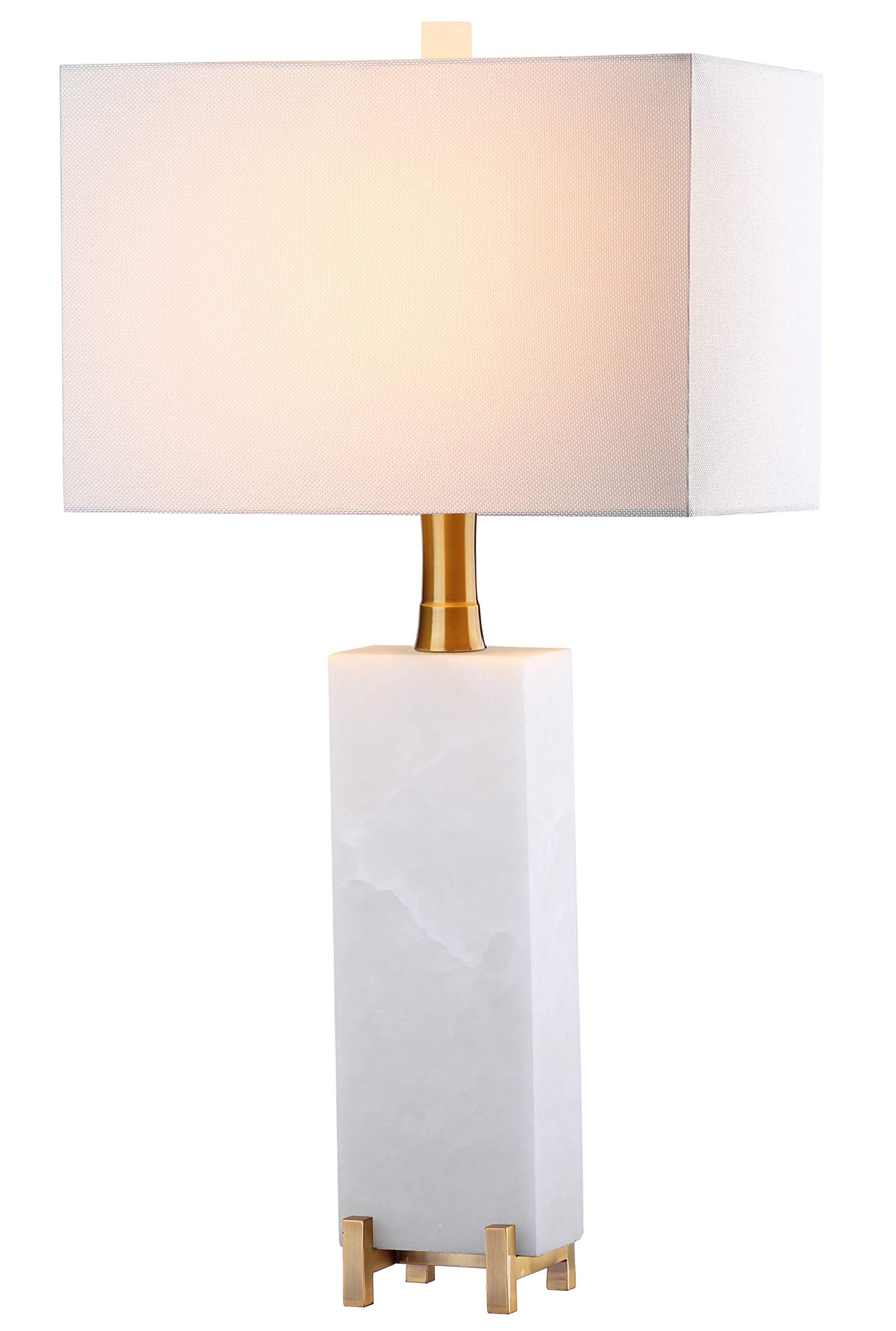 Safavieh Sloane 30-inch Alabaster White & Brass Gold Table Lamp with LED Bulb - Elegant Lighting for Bedroom, Living Room, Home Office & Nightstand (Perfect for Reading, Working & Ambient Decor)