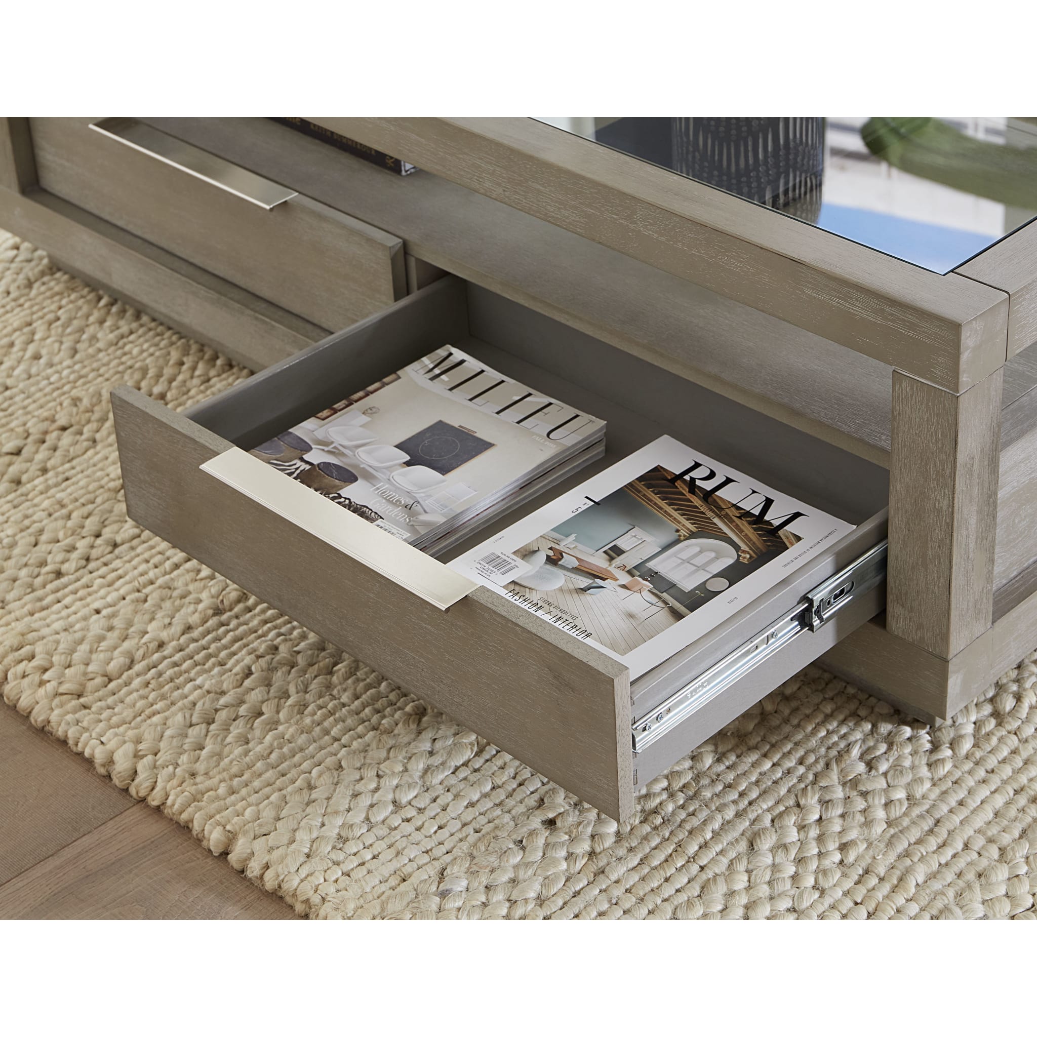 Oxford Two Drawer Coffee Table in Mineral - Modern Living Room Furniture with Storage for Books & Remote Control - Perfect for Small Spaces, Apartments & Home Decor