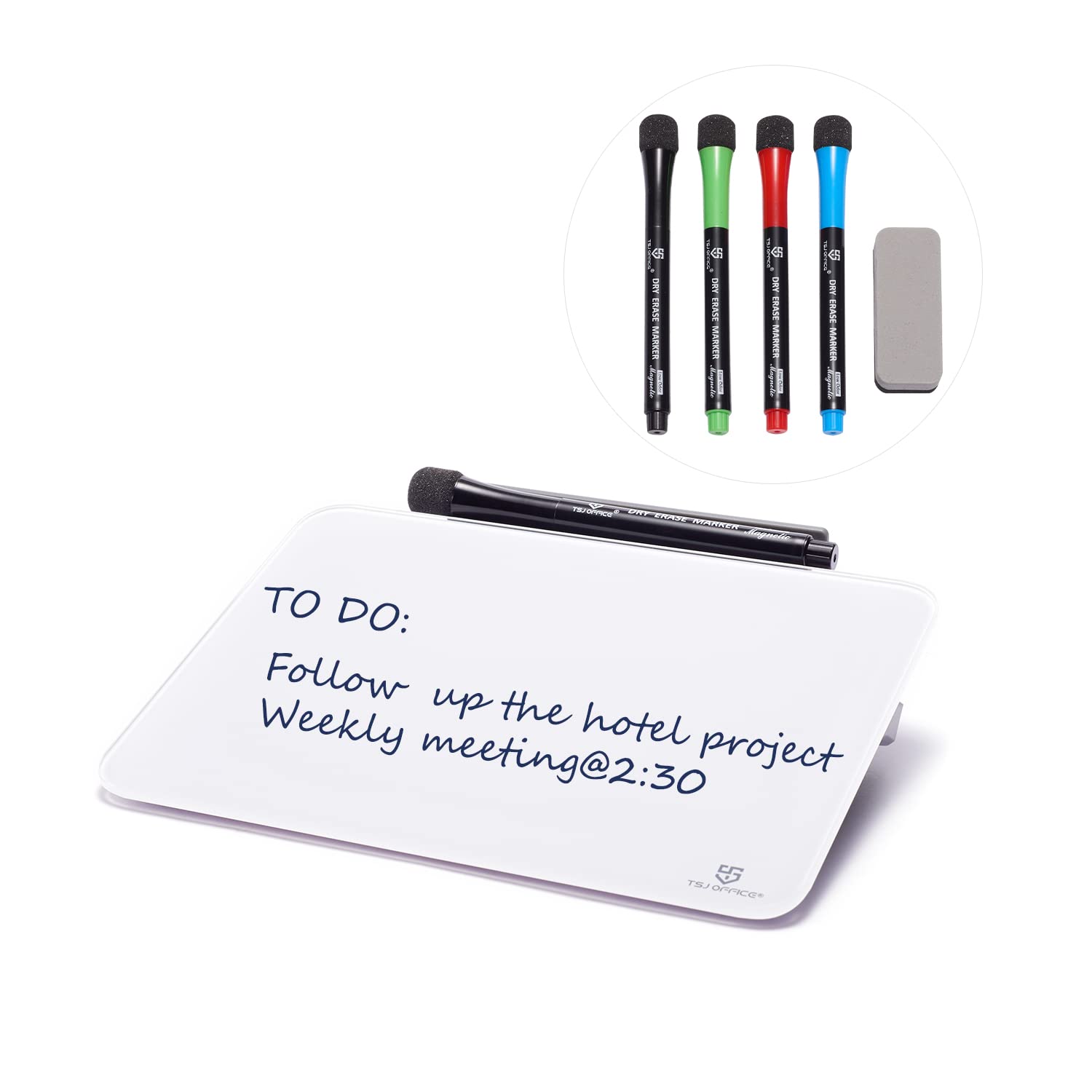 8x6 Inches Small Desktop Glass Dry-Erase Whiteboard with Stand - Portable Tabletop Easel Board for Office, Classroom & Home - Perfect for Teachers, Students & Artists (Desk Board Buddy)