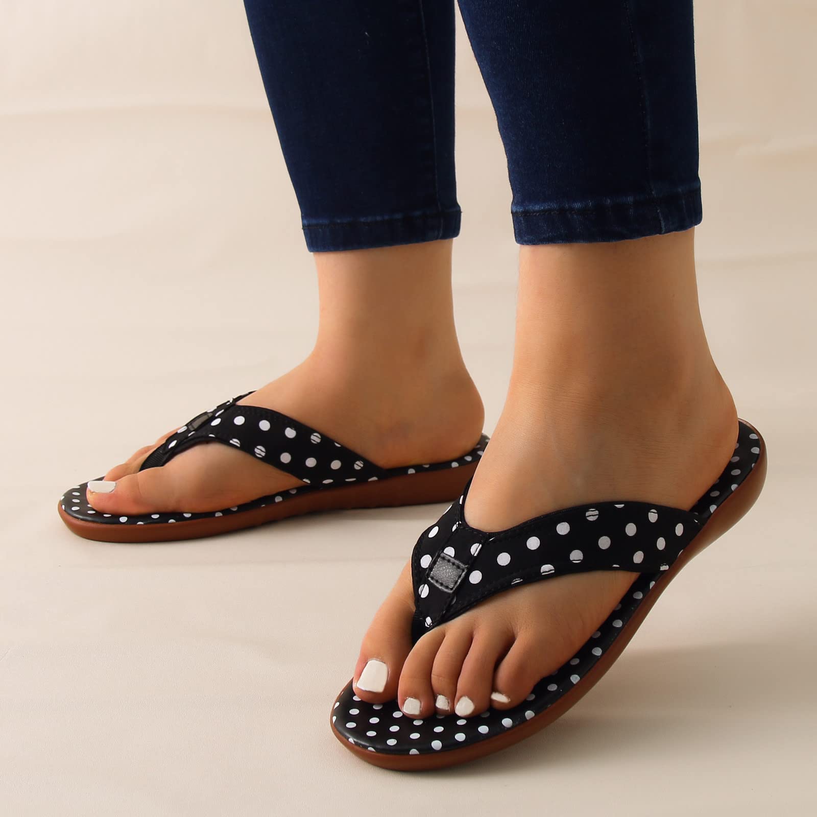 WILLBEST Women's Comfortable Flat Sandals - Non-Slip Summer Beach Wedge Slippers | Lightweight Thong Sandals for Walking, Travel & Outdoor Activities