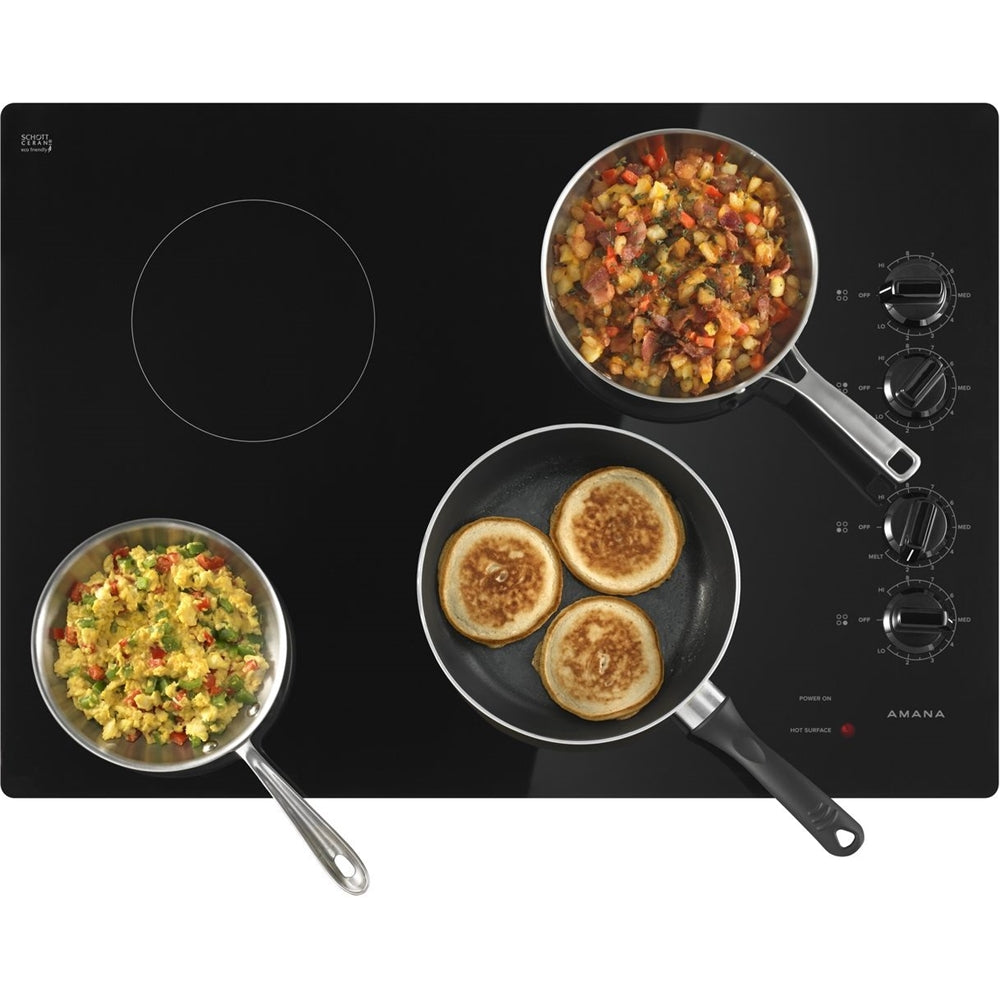 Amana AEC6540KFB 30 Inch Black Electric Cooktop with 5 Burners & Multiple Heat Settings - Perfect for Home Kitchen, Cooking, Baking & Entertaining