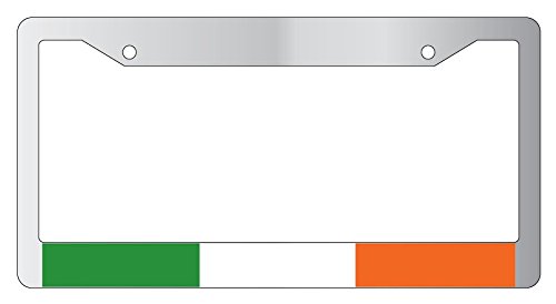 Ireland Chrome Plastic License Plate Frame with World Flag Design - Durable Car Accessory for Showcasing Irish Pride on Vehicles