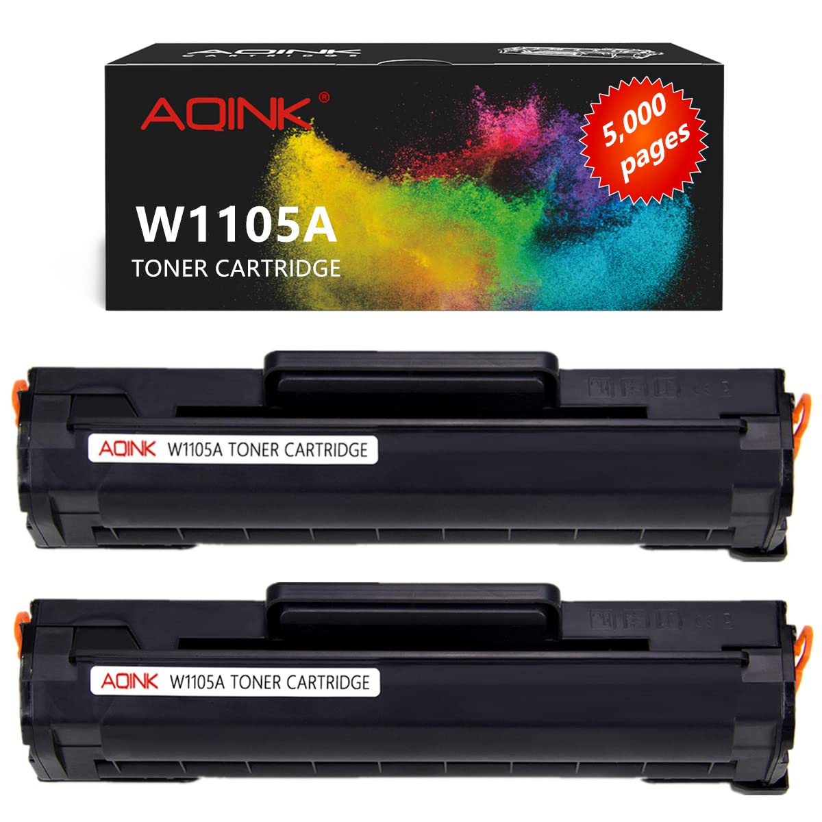 HP W1105A Toner Cartridge Replacement - Compatible with HP Laser MFP 135A 135W 137Fnw 107A 107W Printers (2-Pack Black, 5,000 Pages) - Ideal for Home Office & Small Business Printing Needs