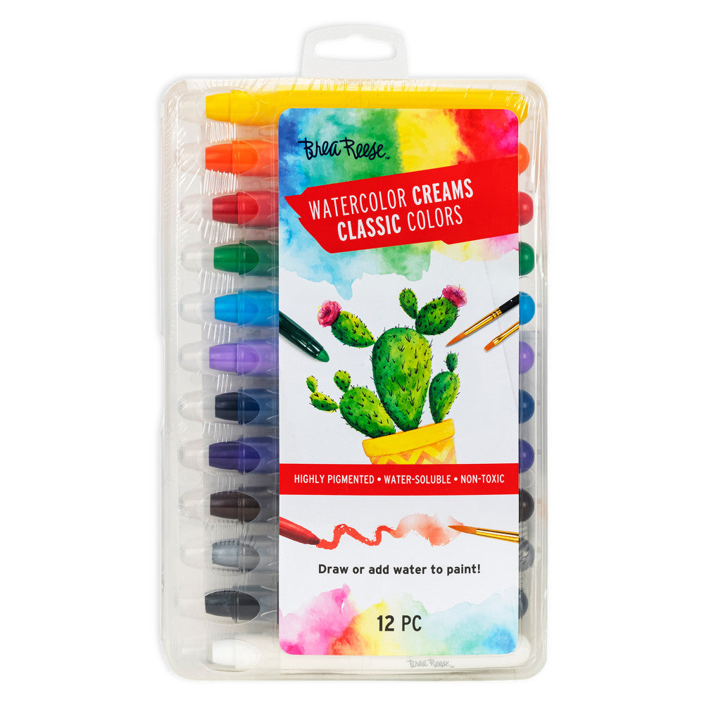 Brea Reese Classic Colors Watercolor Creams 12-Piece Set - Professional Artist Paint Kit for Watercolor Painting, Sketching & Mixed Media Art | Perfect for Beginners, Students & Professional Artists