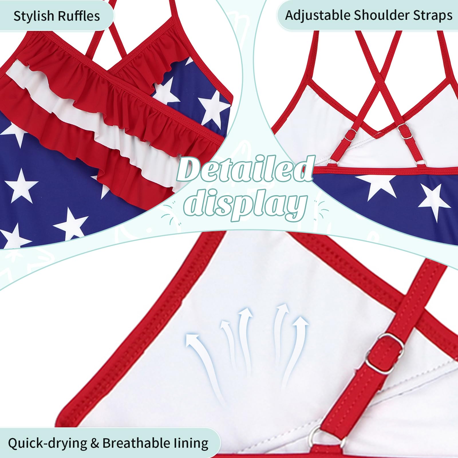 Trendy American Girls' One Piece Swimsuits with Ruffle Design - Cute Kids Bathing Suits for Beach, Pool & Summer Vacation
