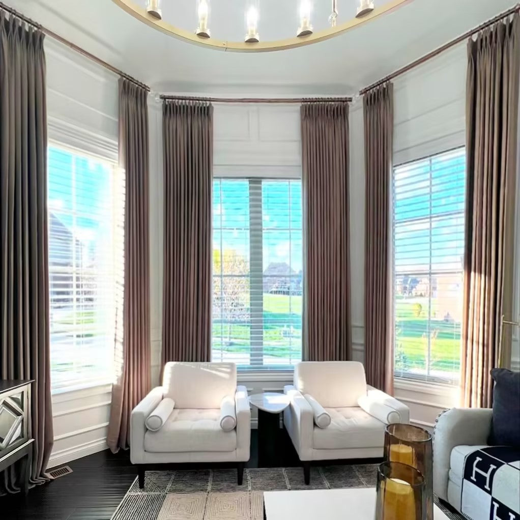 Pinch Pleated Blackout Curtains - 100% Linen Fabric, Thermal Insulated, Noise Reducing - Modern Custom Drapes for Bedroom & Living Room - Natural Snow White (Memory Trained) - Perfect for Home Theater, Nursery & Light Control