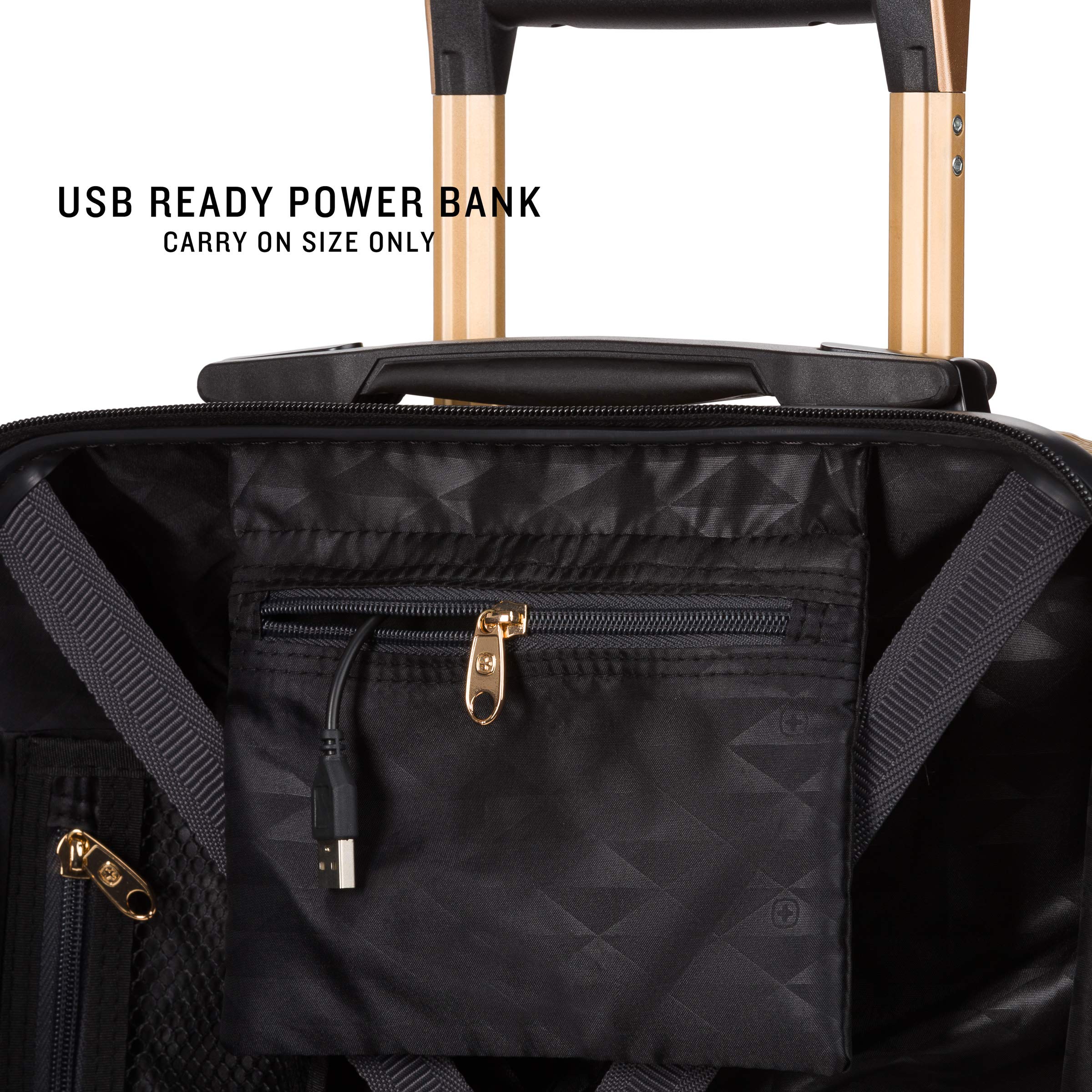 SwissGear 7272 Energie Expandable Hardside Spinner Wheel Carry-On Luggage 19 Inch with TSA Lock - Gold | Perfect for Air Travel, Business Trips & Weekend Getaways