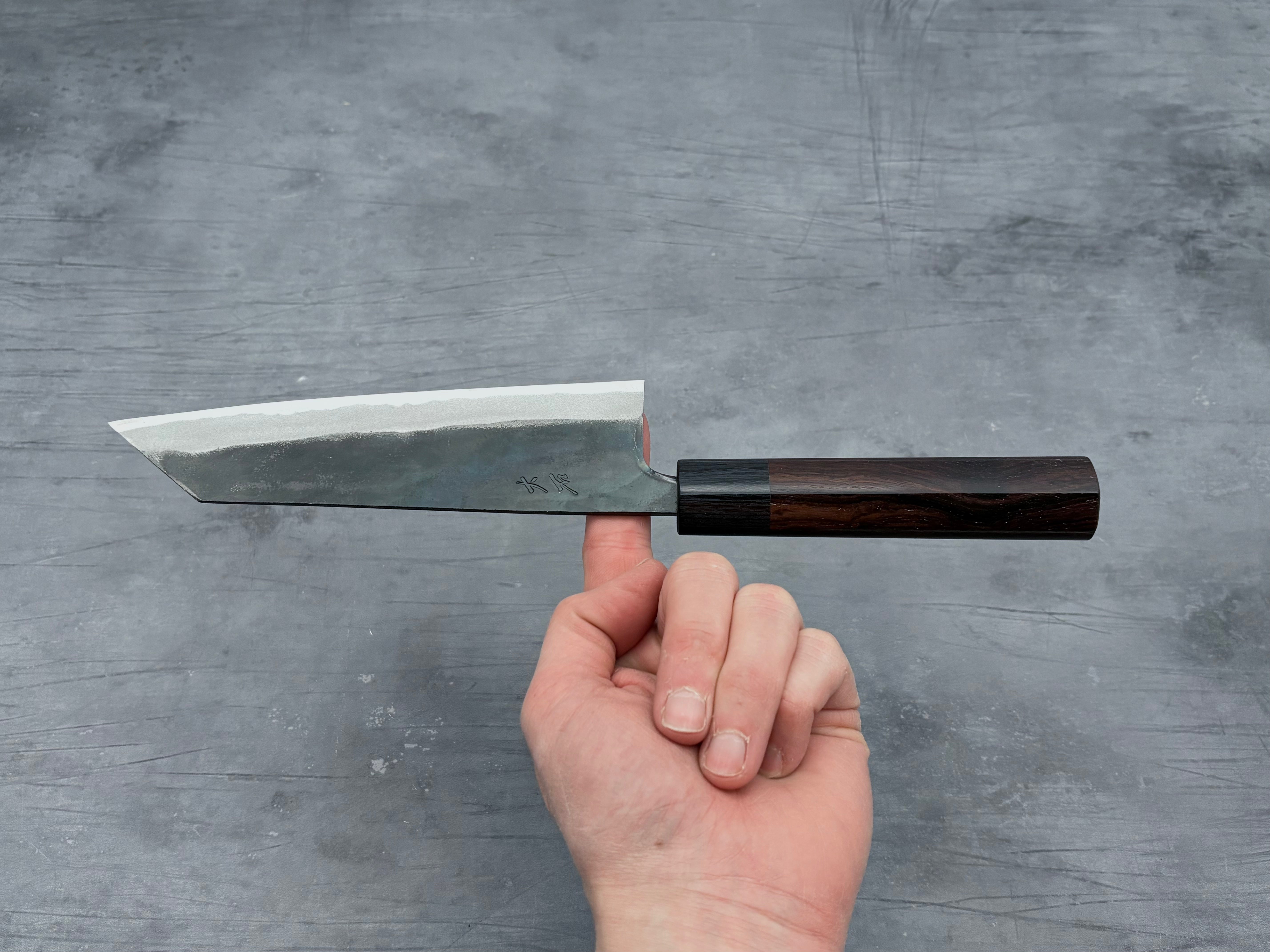 Premium Ohishi Aogami #1 Kurouchi Bunka Knife - Japanese High Carbon Steel Chef Knife for Slicing, Dicing & Precision Cutting - Perfect for Home Chefs & Professional Kitchens