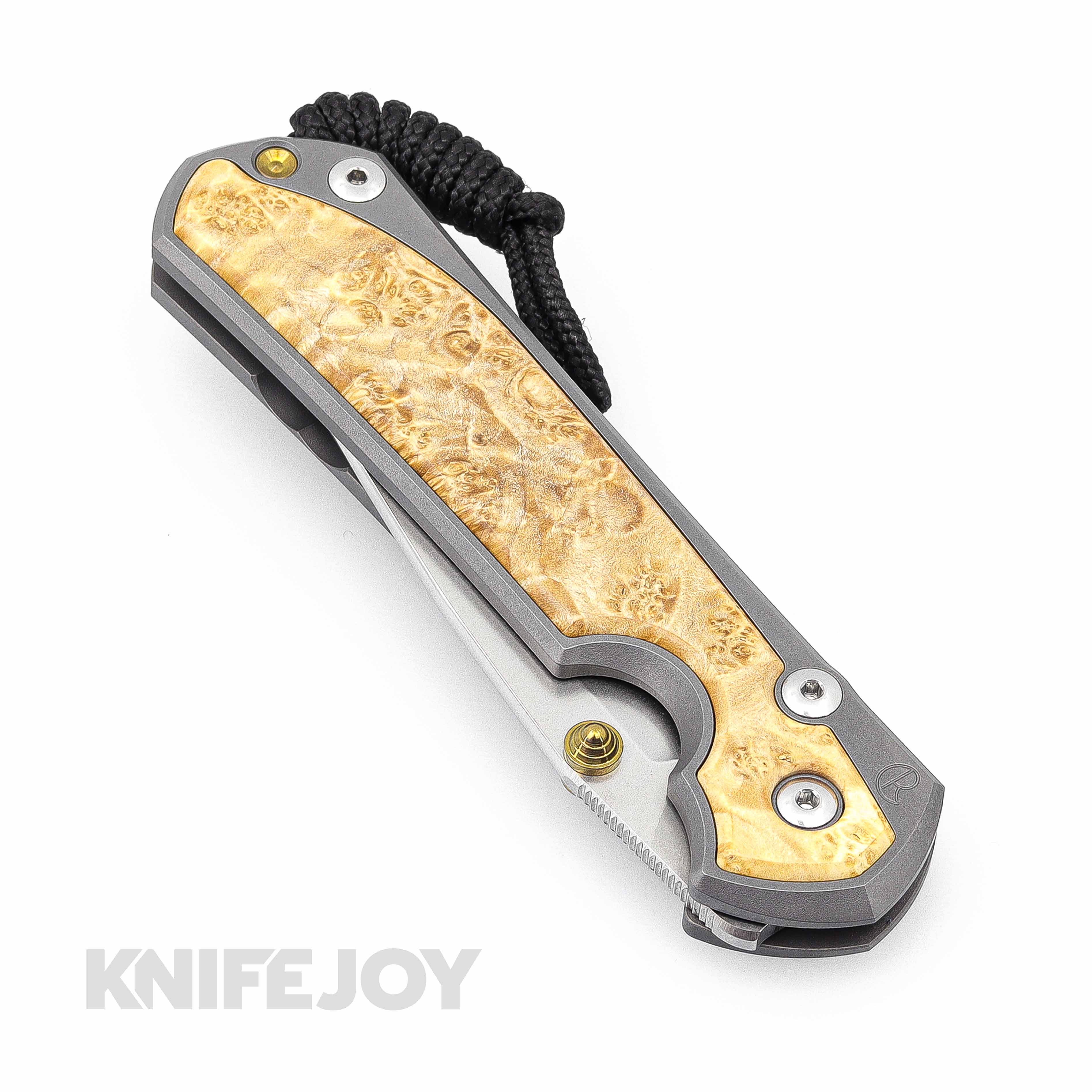 Chris Reeve Knives Large Sebenza 31 Left Hand Drop Point Plain Blade - Double Gold Lugs with Box Elder Inlay Handles - Premium EDC Folding Knife for Outdoor, Camping & Everyday Carry