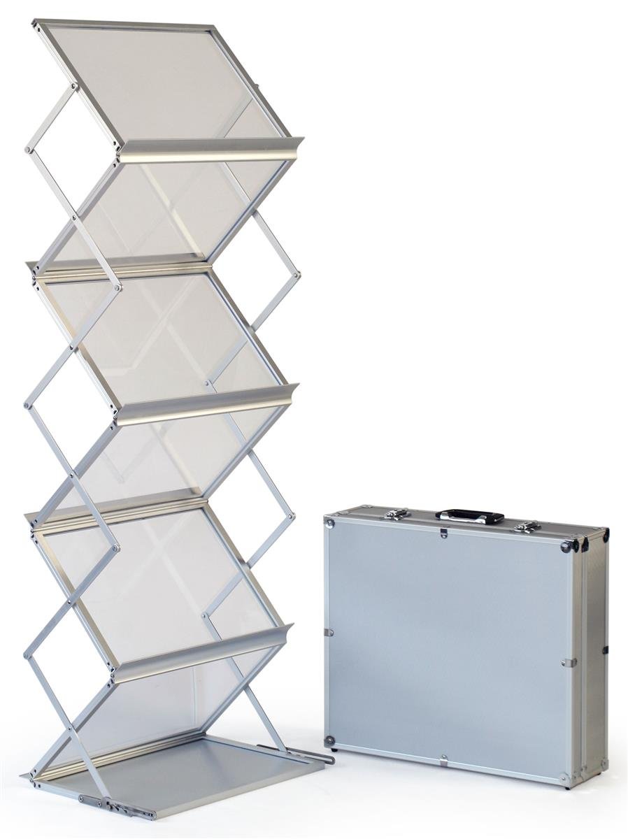 Portable Aluminum Literature Stand with 5 Pockets - 18.625