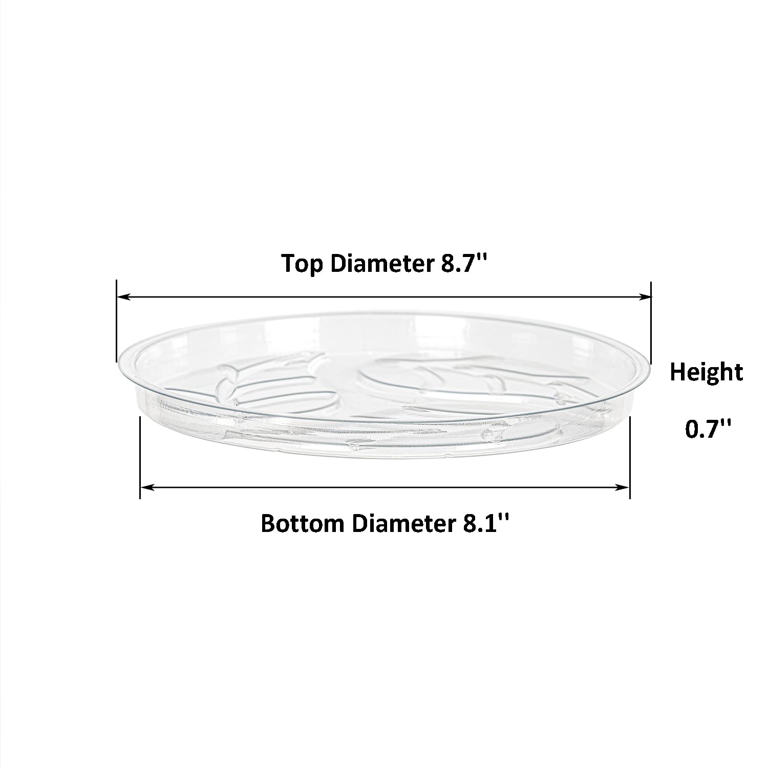 5 Pack 9 Inch Clear Plastic Plant Saucers - Heavy Duty Round Plant Drip Trays for Pots, Water Collection Trays for Indoor/Outdoor Plants - Perfect for Houseplants, Garden Pots, and Planters
