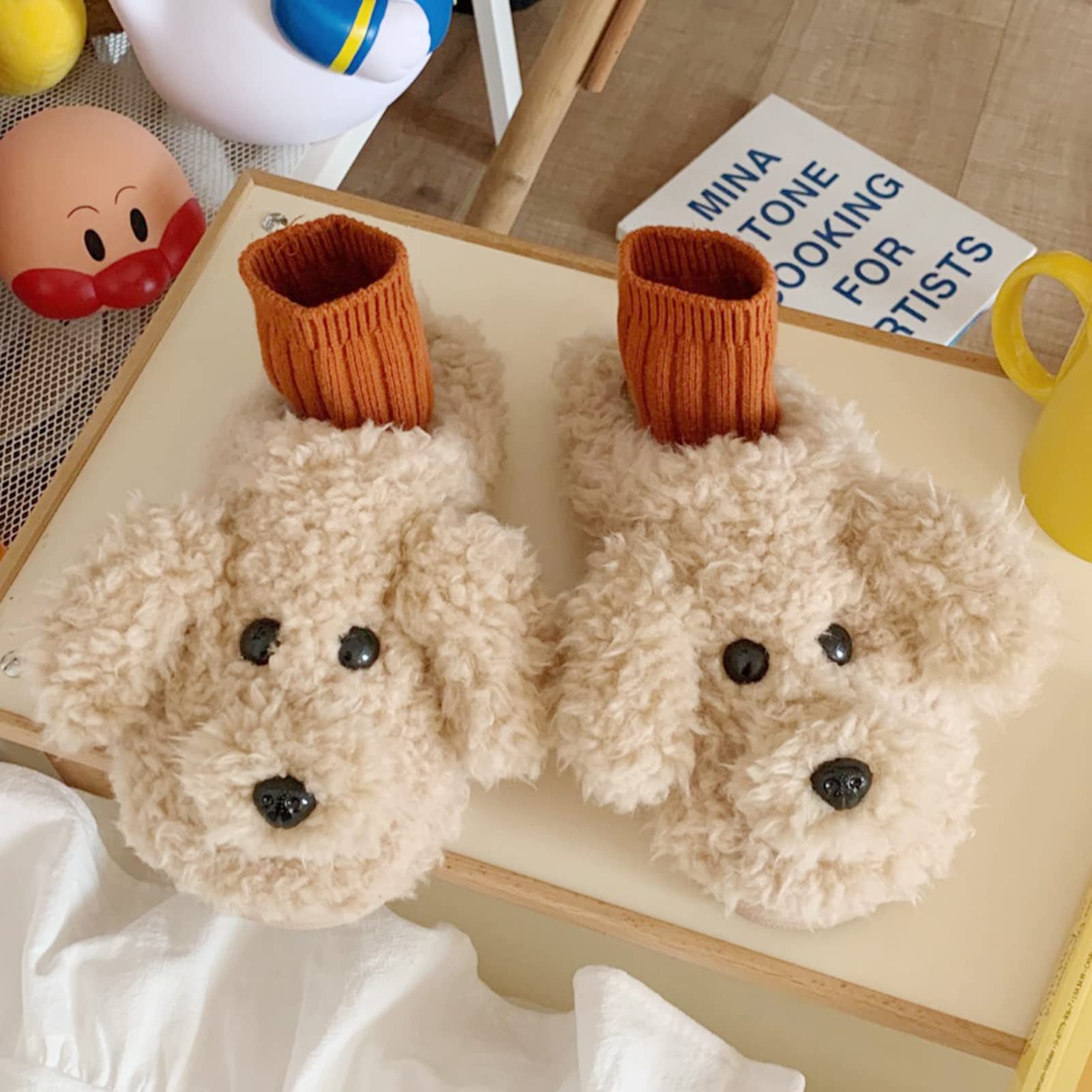 Women's Warm Fuzzy Animal Slippers - Cute Cow & Teddy Dog Plush House Shoes for Indoor/Outdoor Use - Cozy Comfort for Lounging, Relaxing at Home