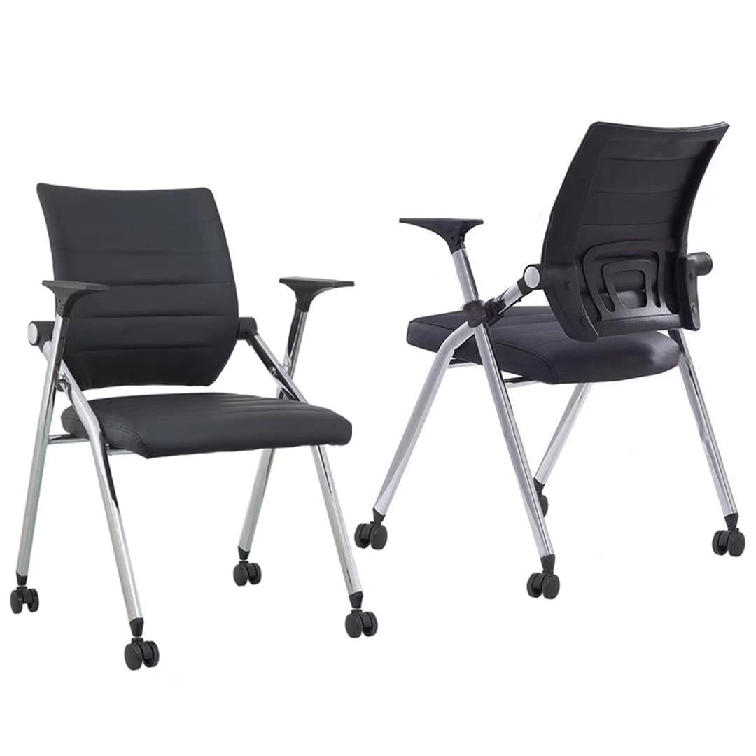 2 Pack Big and Tall Office Chairs with Wheels - Ergonomic Executive Desk Chair with Armrests, Swivel Mid Back Rolling Task Chair for Home & Office Use - Perfect Computer Chair for Adults (Black) - Ideal for Long Work Hours, Gaming, and Study Sessions