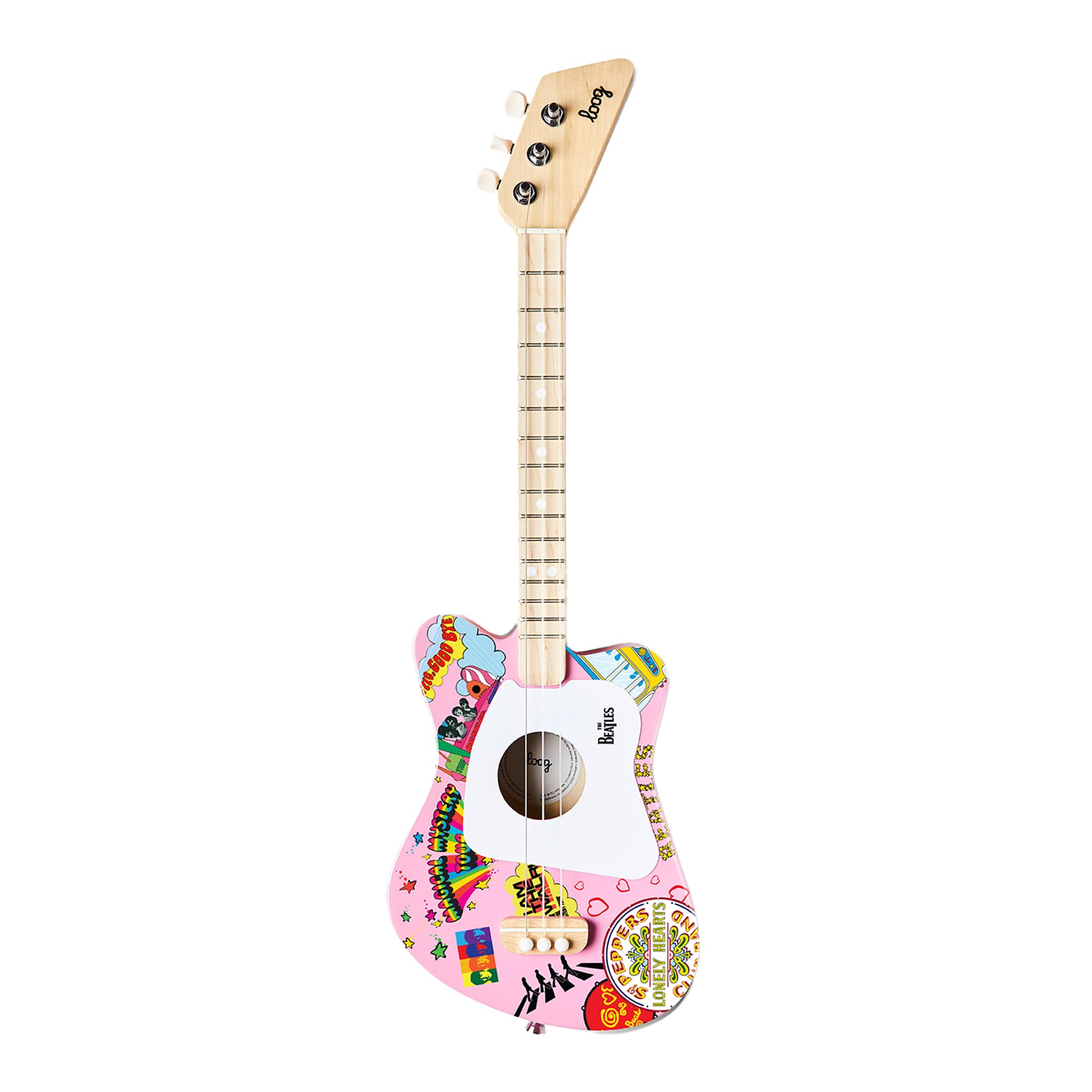 Loog Mini Acoustic Guitar for Kids Ages 3+ | Beatles Inspired | Perfect First Guitar for Toddlers & Children | Great for Birthday Gifts & Music Learning