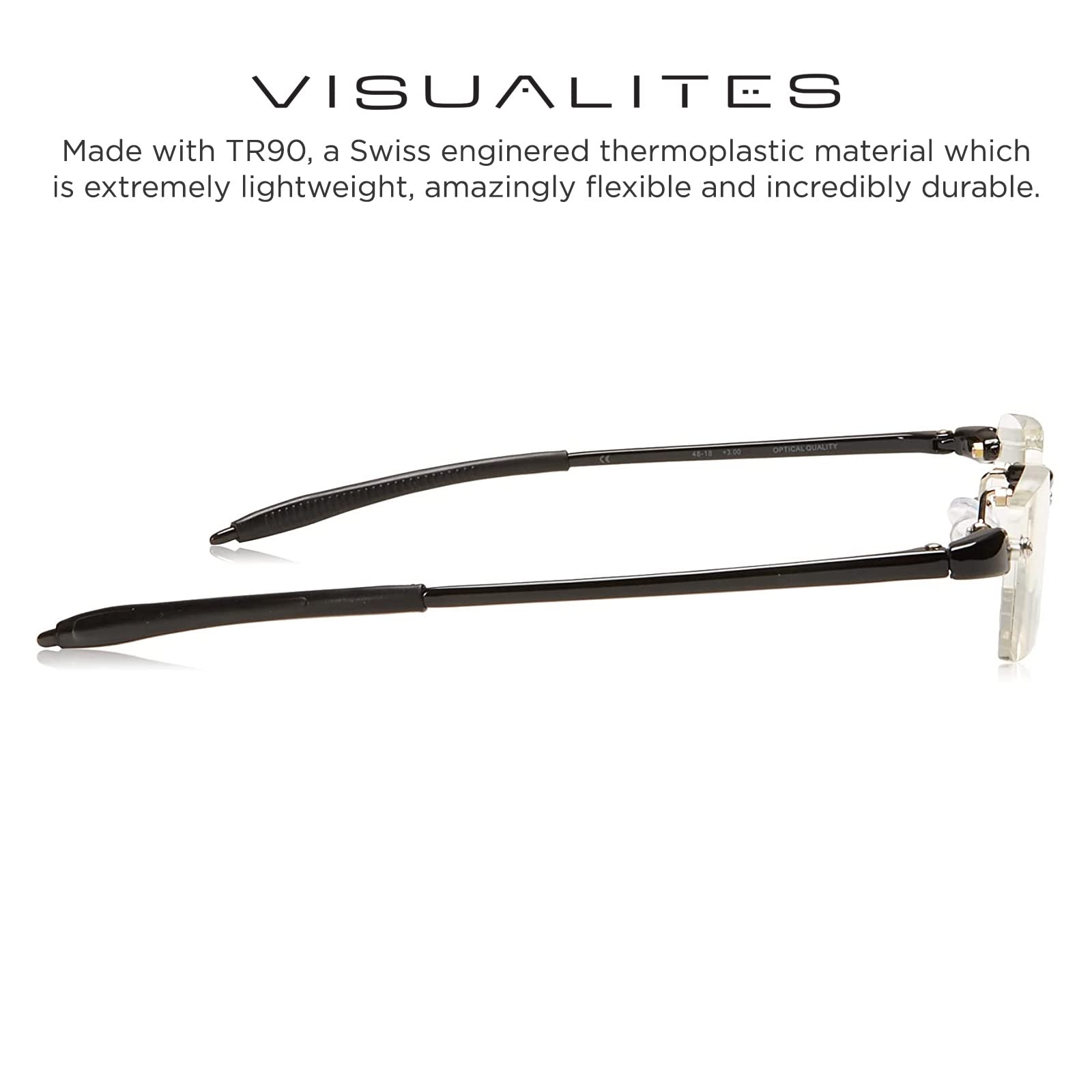 Lightweight Rimless Reading Glasses for Men and Women - VIS 1 Model - Comfortable Blue Light Blocking Glasses for Reading, Computer Work, and Office Use