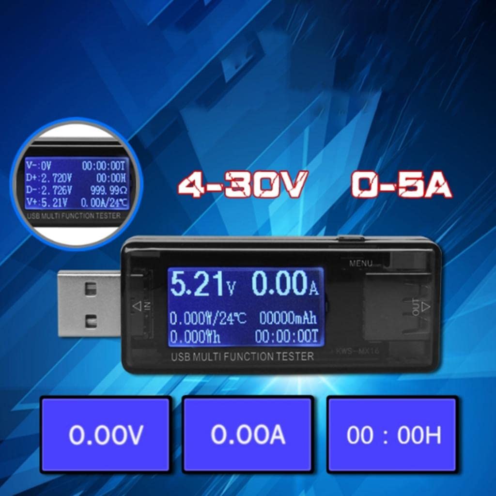 SAZ DEKOR USB Multi-functional Charger Tester with LCD Display - Mini Voltage Current Meter for Phones, Tablets & Power Banks - Perfect for Home, Office & Travel Use