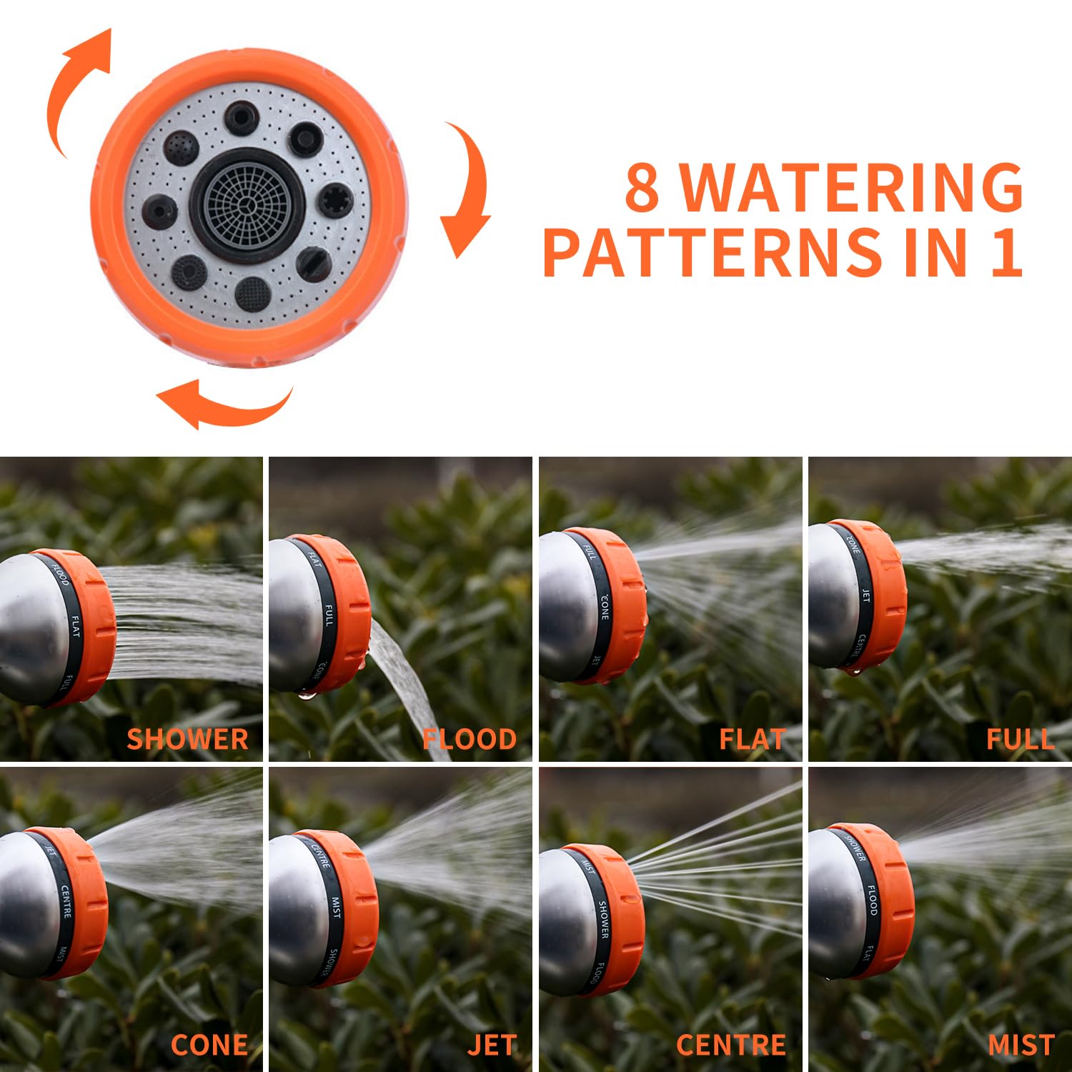 **Heavy Duty Metal Garden Hose Nozzle - 8 Spray Patterns High Pressure Water Nozzle for Dog Washing, Car Cleaning, Plant Watering | Includes Soap Dispenser & Car Wash Mitt | Perfect for Outdoor Cleaning, Pet Care & Vehicle Maintenance**