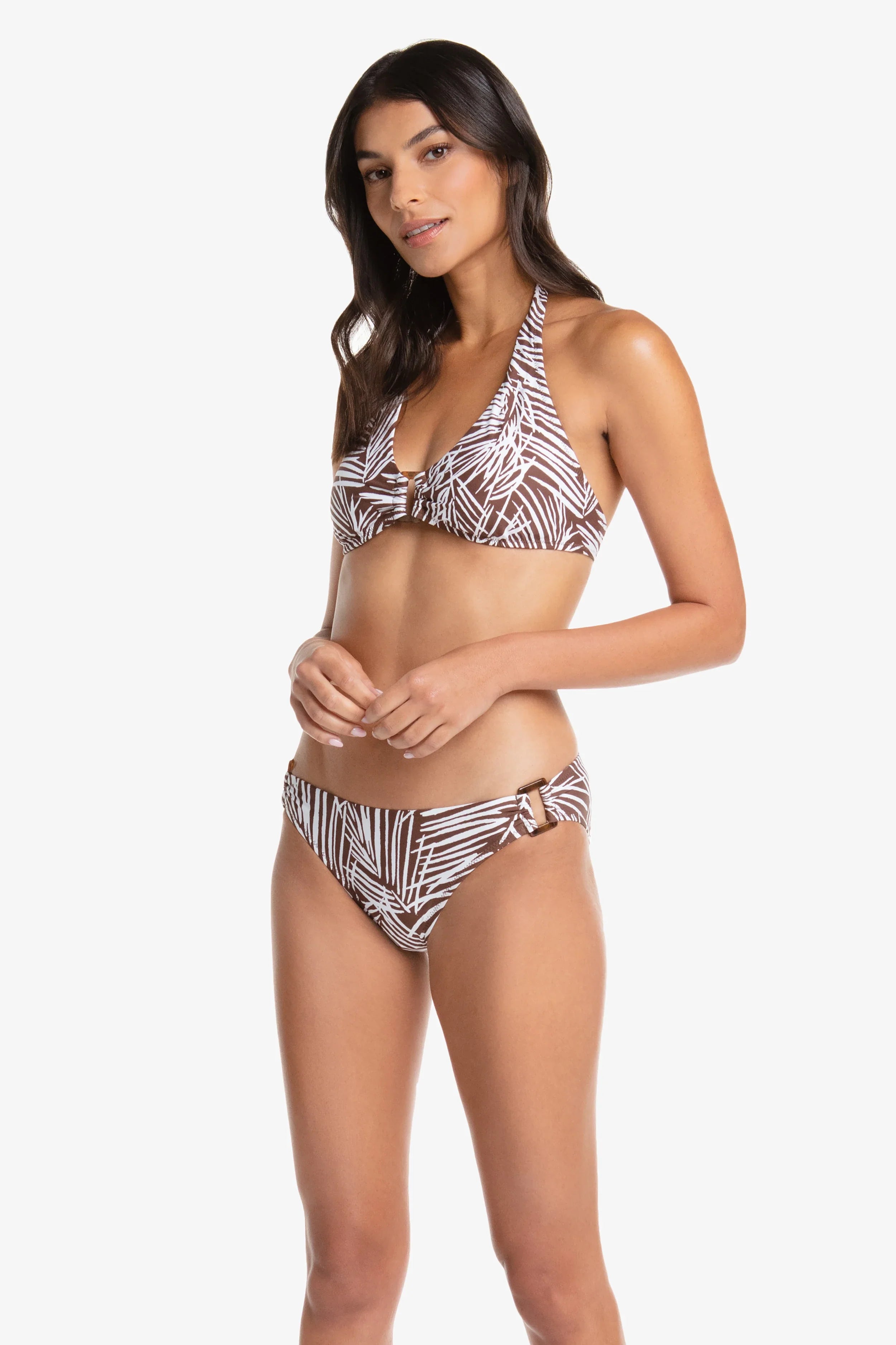 Tortoise Halter Top | Paradise Palm Print Women's Swimwear | Perfect for Beach Vacations & Pool Parties