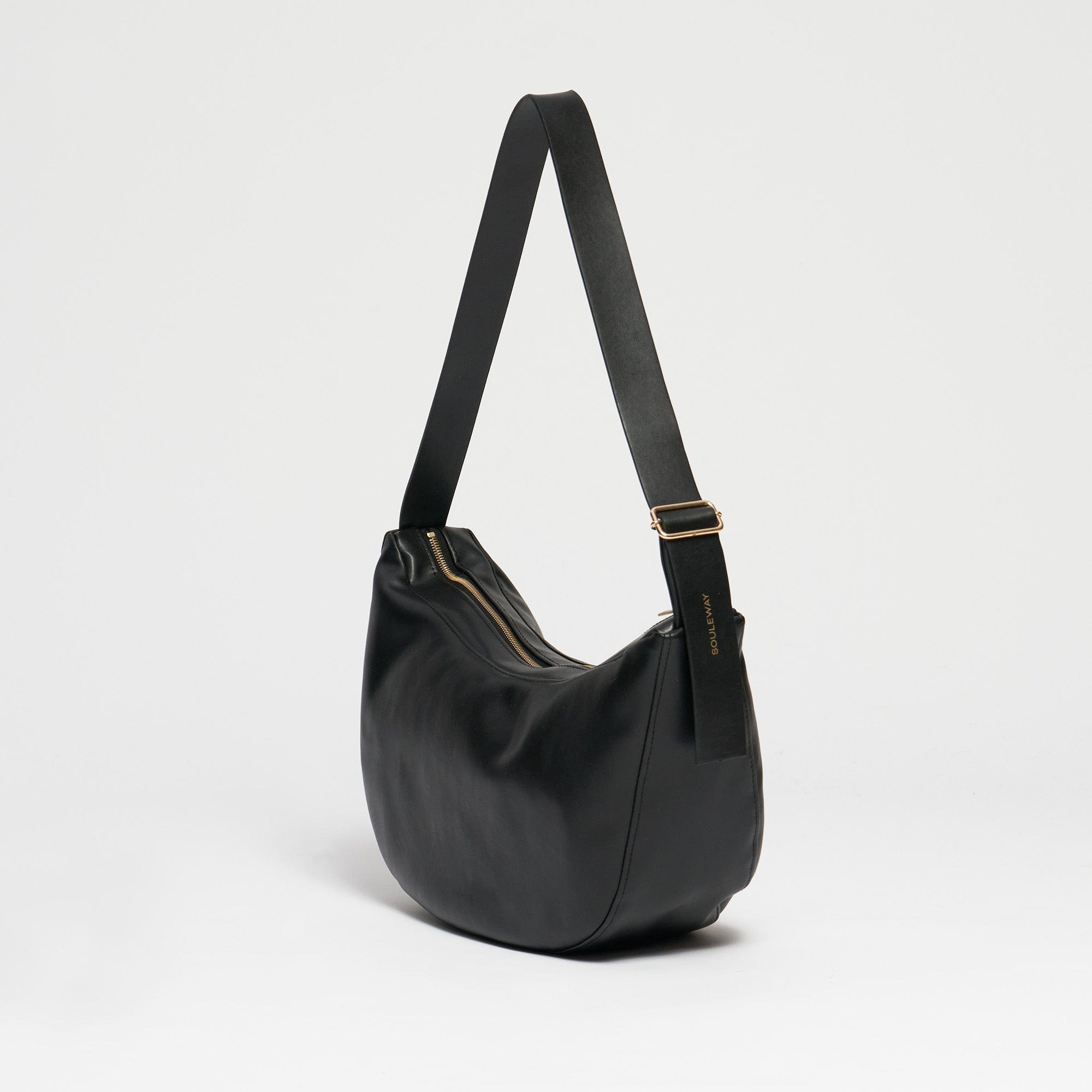 Oleatex Vegan Olive Leather Half Moon Crossbody Bag for Women | Night Black | Perfect for Evening Events, Parties, and Casual Outings