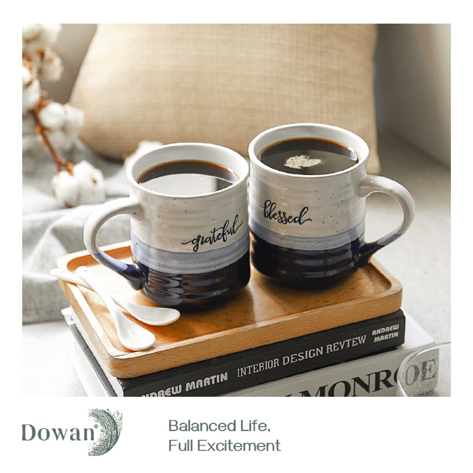Premium 18oz Large Ceramic Coffee Mugs Set of 2 - Heavy Duty Stoneware Cups for Home, Office & Cafe Use - Perfect for Hot Coffee, Tea & Cold Beverages