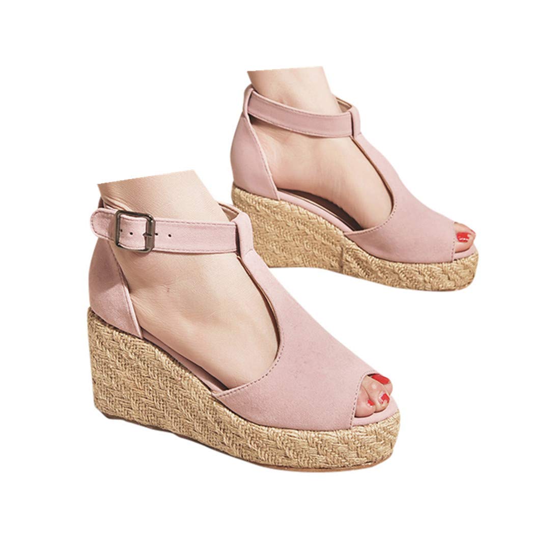Nihewoo Women's Fish Mouth Wedge Sandals - Buckle Roman High Heel Platform Sandals for Summer & Beach | Comfortable Walking Shoes for Vacation, Date Night, and Outdoor Activities