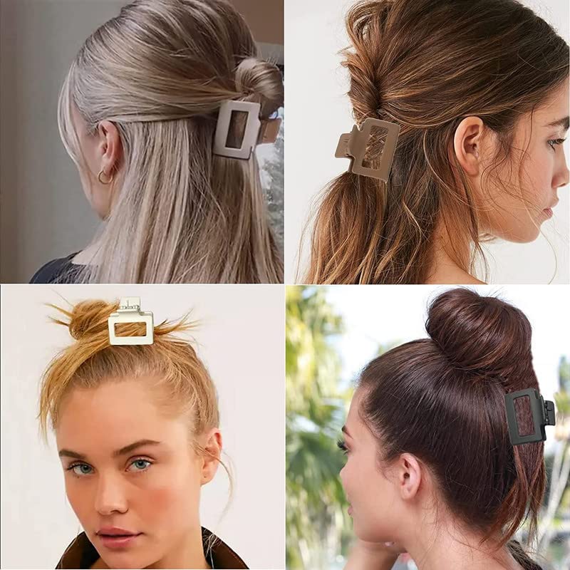 2 Inch Matte Rectangular Small Hair Claw Clips for Women & Girls - 6 Color Pack (Thick/Thin Hair) - Perfect for School, Work & Everyday Styling