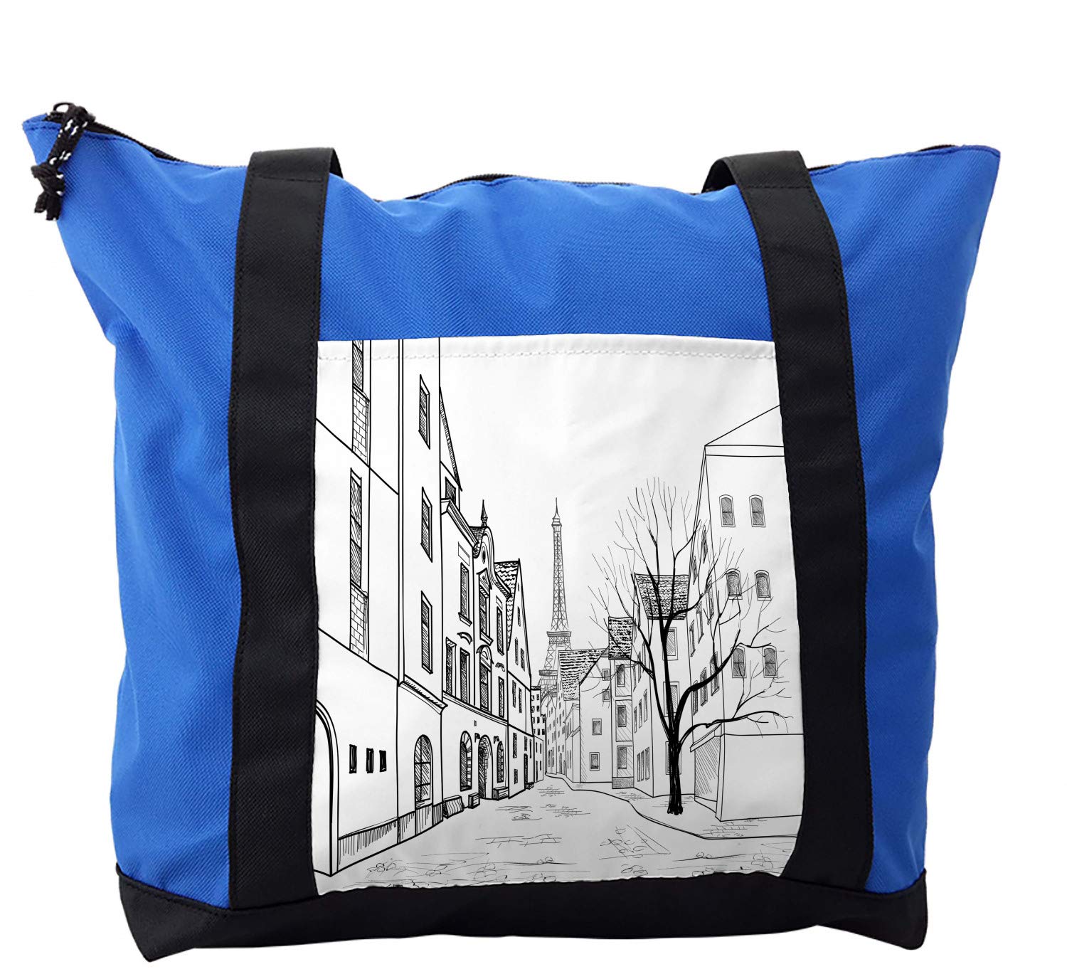 Ambesonne Paris Eiffel Tower Shoulder Bag - Stylish Durable Zipper Tote for Women - Perfect for Travel, Shopping & Daily Use